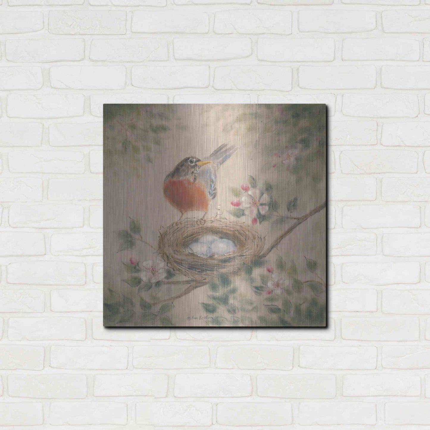 Luxe Metal Art 'Spring Eggs' by Pam Britton, Metal Wall Art,24x24