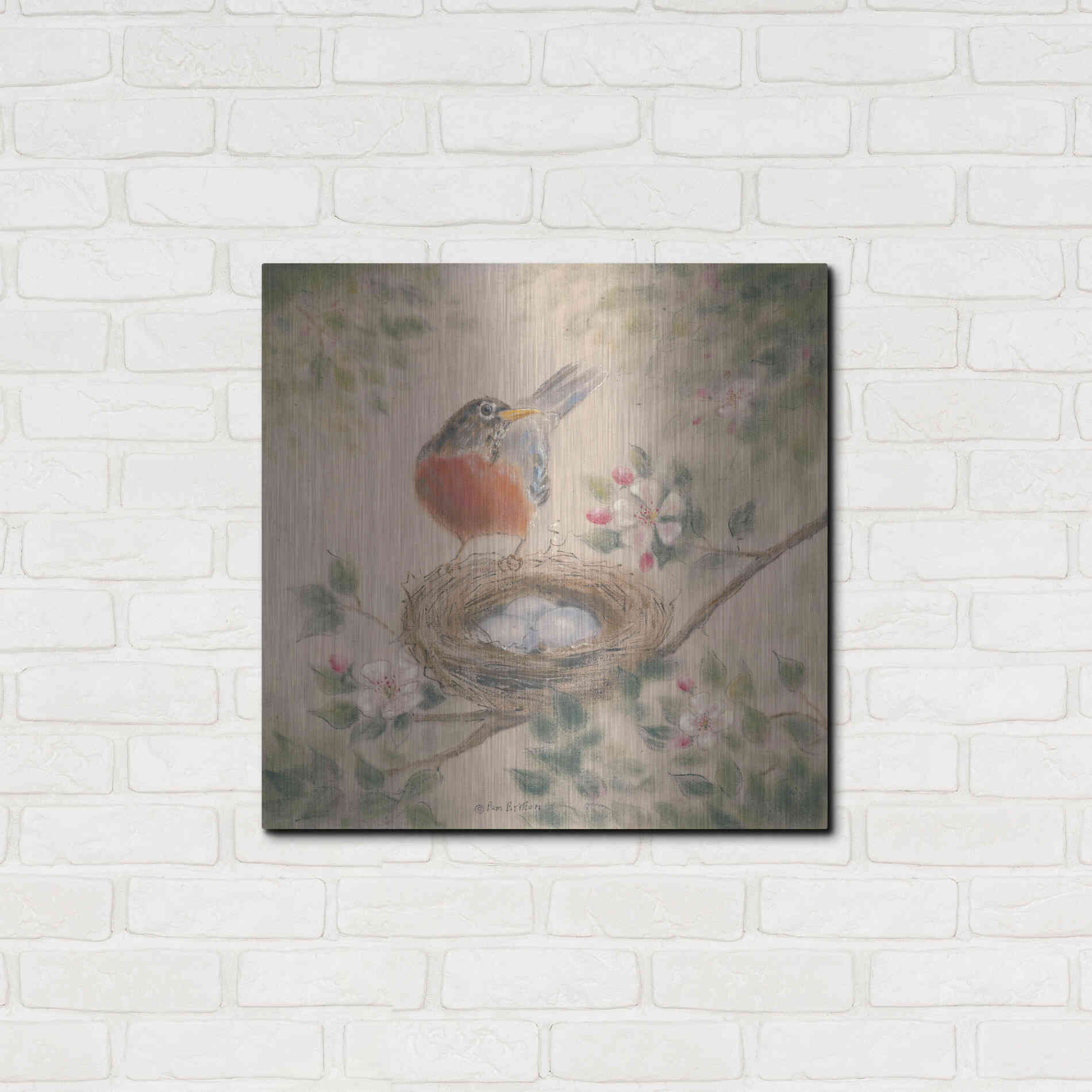Luxe Metal Art 'Spring Eggs' by Pam Britton, Metal Wall Art,24x24