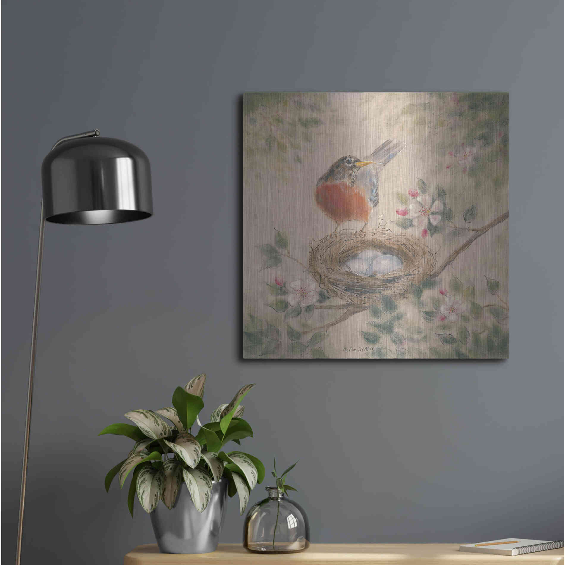 Luxe Metal Art 'Spring Eggs' by Pam Britton, Metal Wall Art,24x24