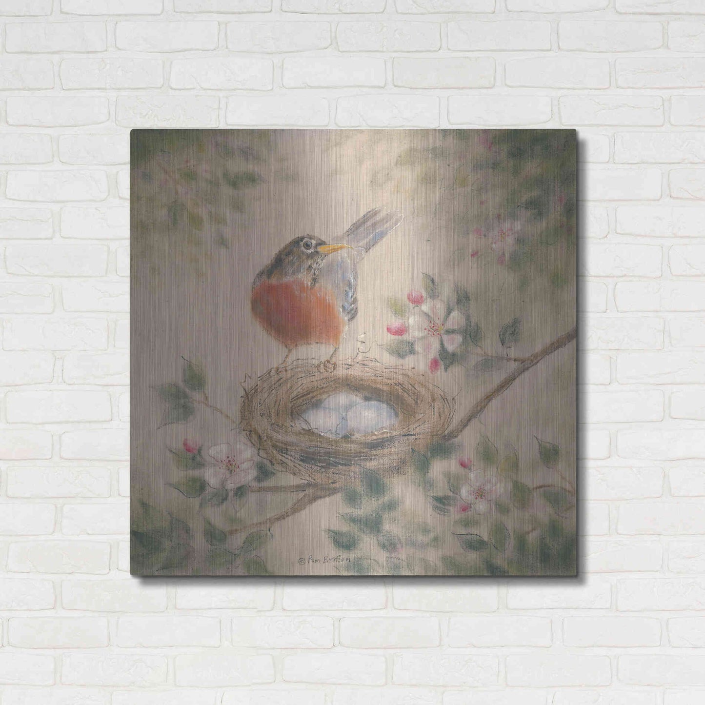 Luxe Metal Art 'Spring Eggs' by Pam Britton, Metal Wall Art,36x36