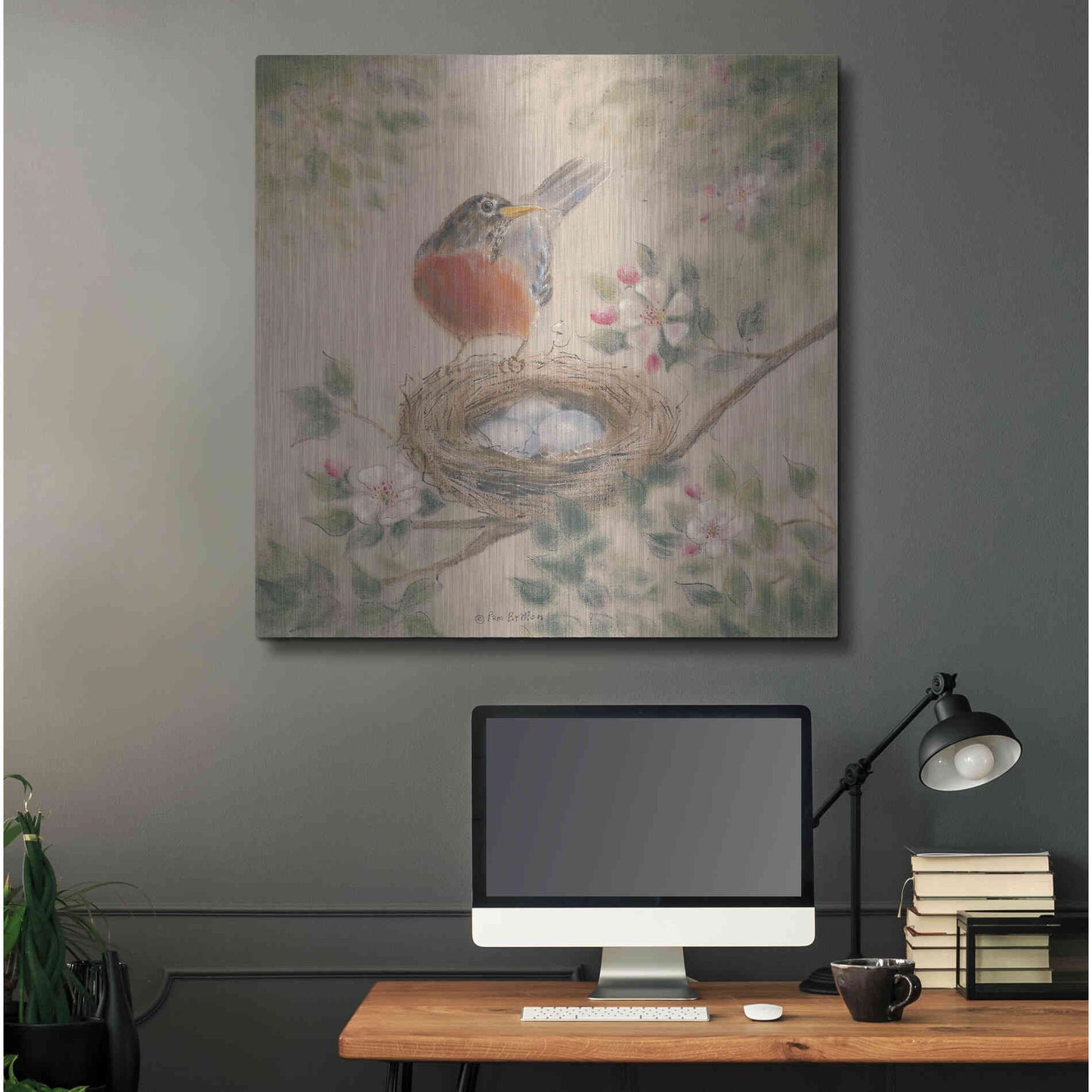 Luxe Metal Art 'Spring Eggs' by Pam Britton, Metal Wall Art,36x36