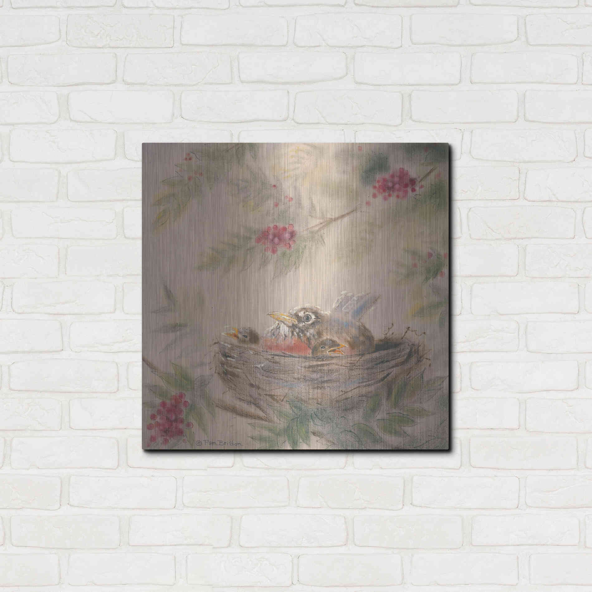 Luxe Metal Art 'Fledglings' by Pam Britton, Metal Wall Art,24x24