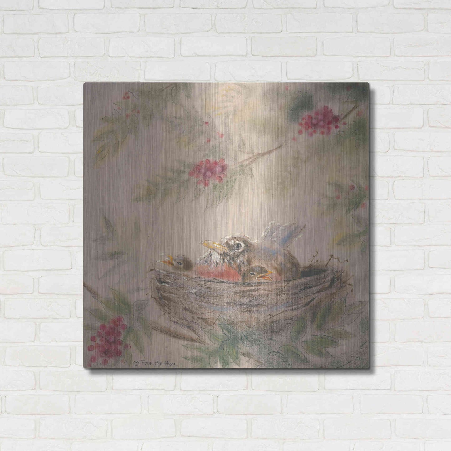 Luxe Metal Art 'Fledglings' by Pam Britton, Metal Wall Art,36x36