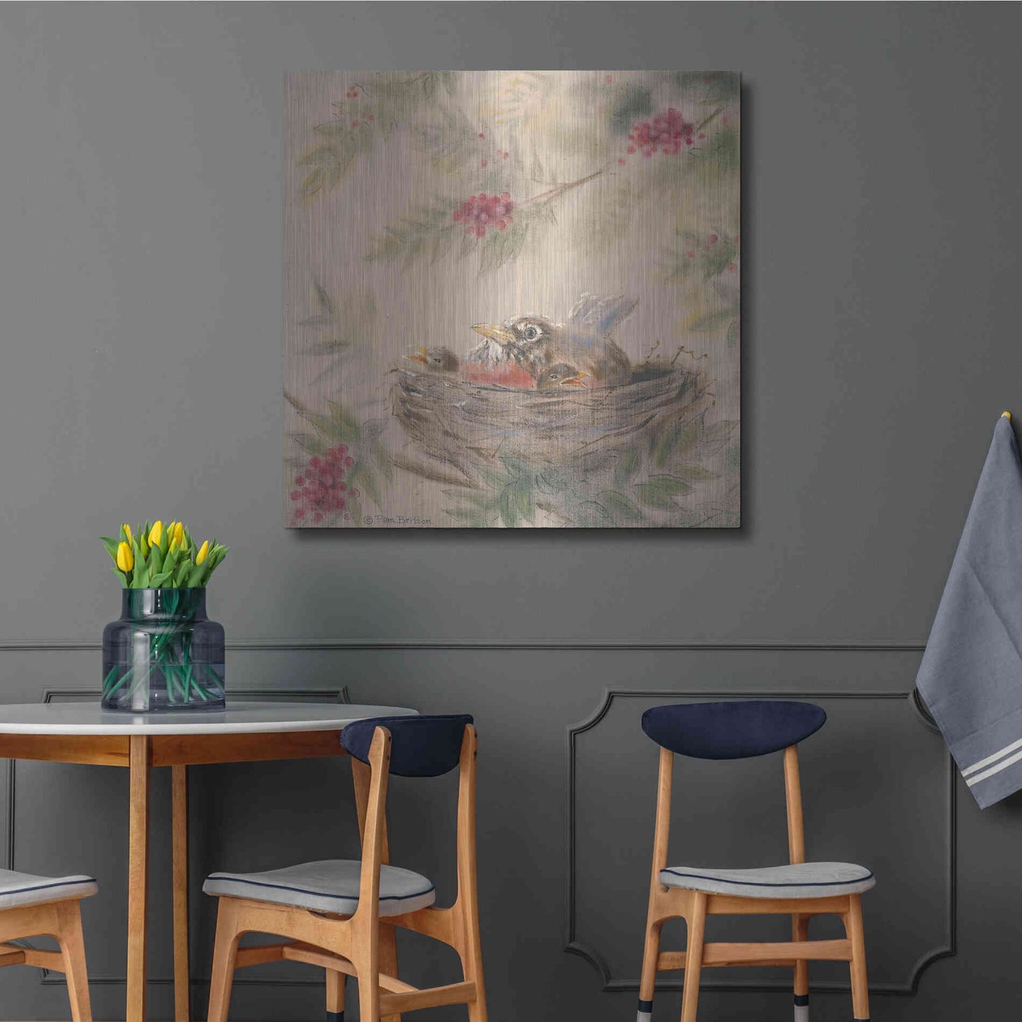 Luxe Metal Art 'Fledglings' by Pam Britton, Metal Wall Art,36x36