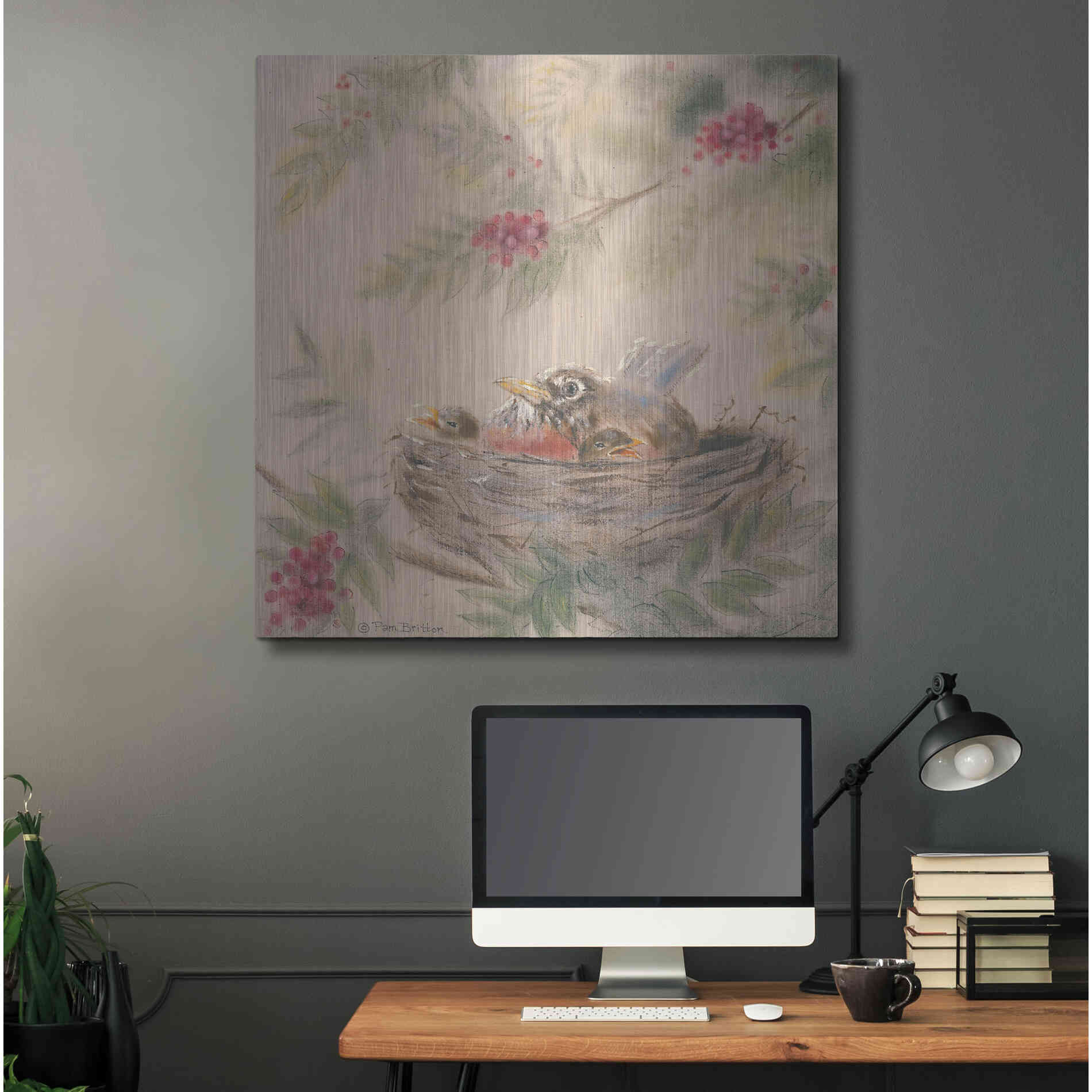 Luxe Metal Art 'Fledglings' by Pam Britton, Metal Wall Art,36x36