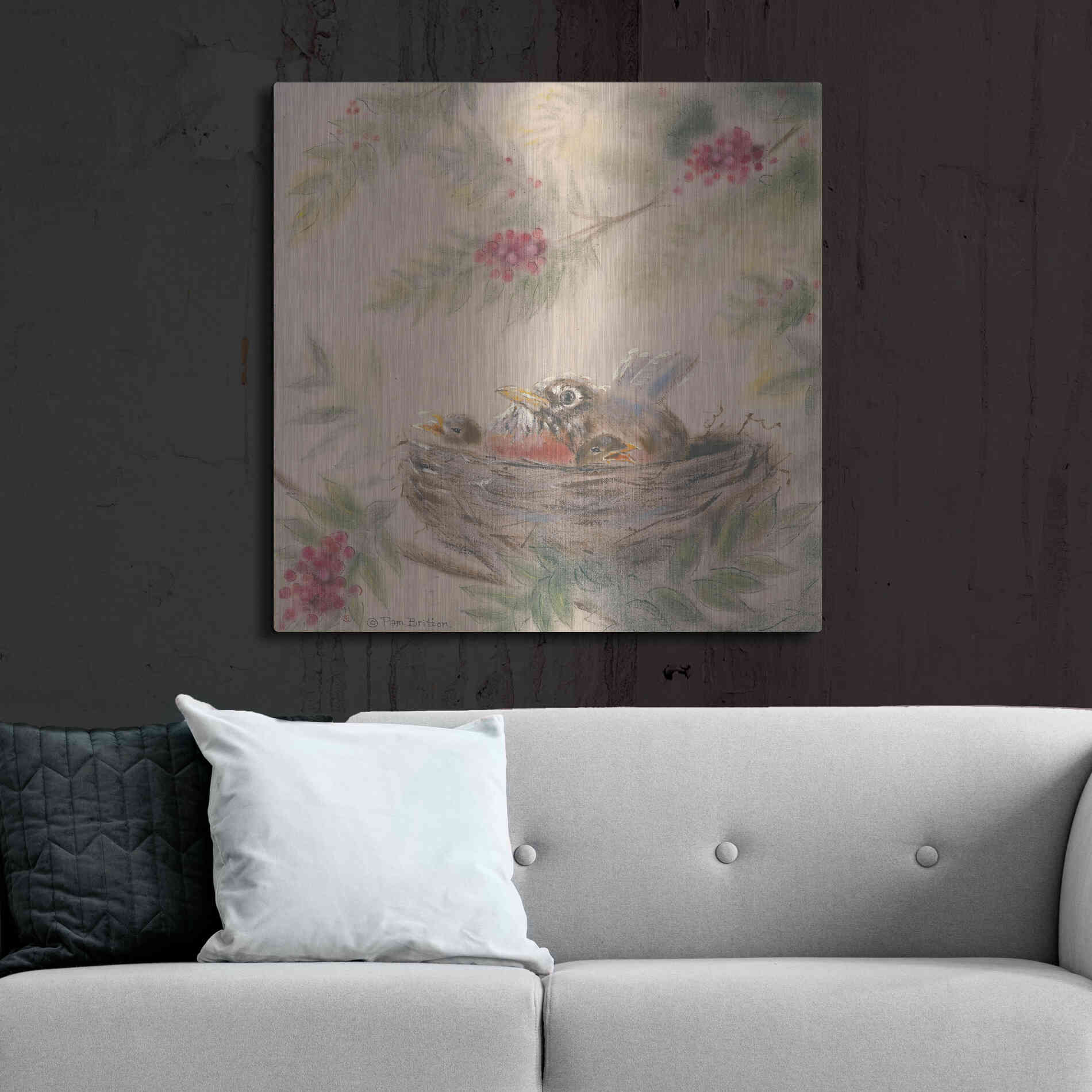 Luxe Metal Art 'Fledglings' by Pam Britton, Metal Wall Art,36x36