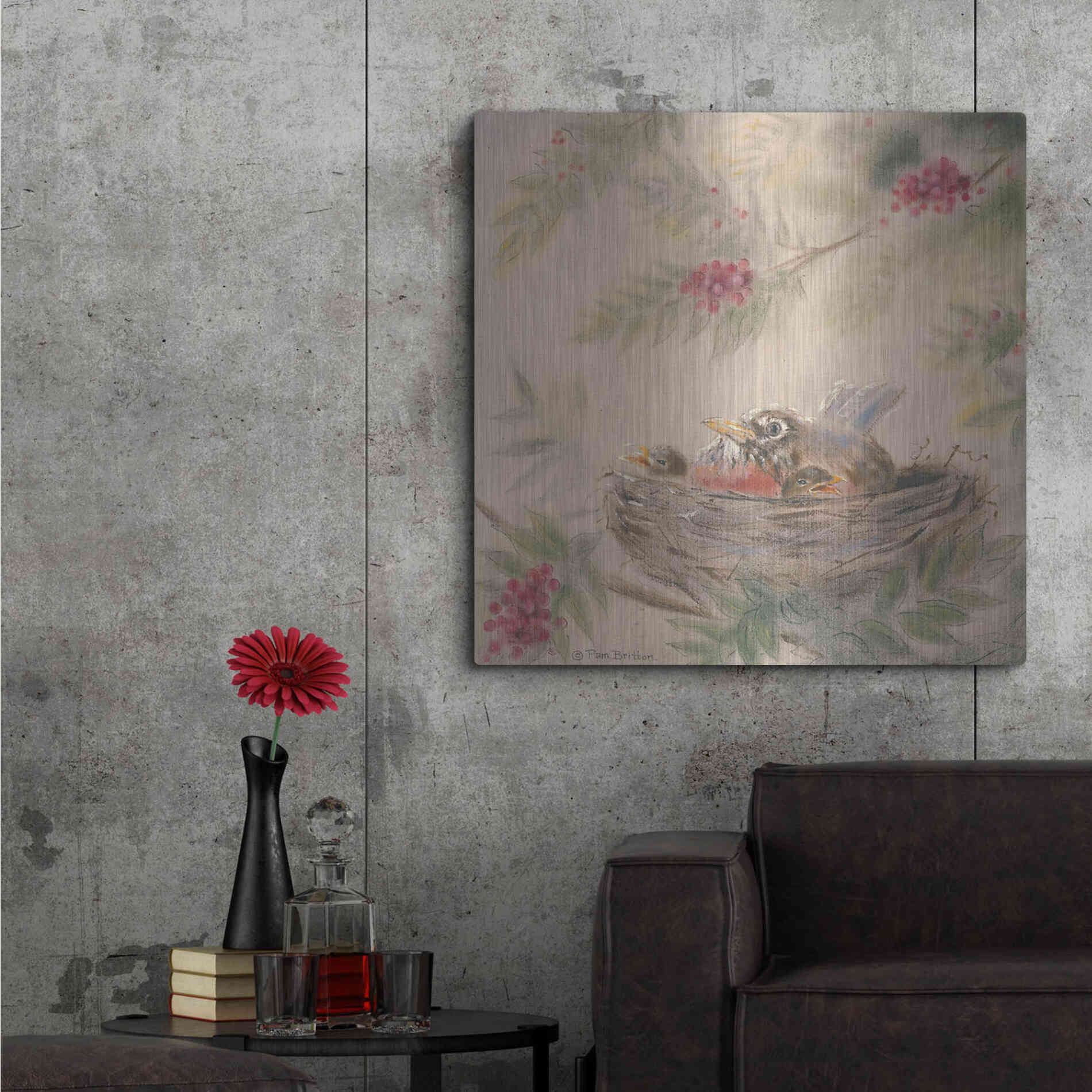 Luxe Metal Art 'Fledglings' by Pam Britton, Metal Wall Art,36x36