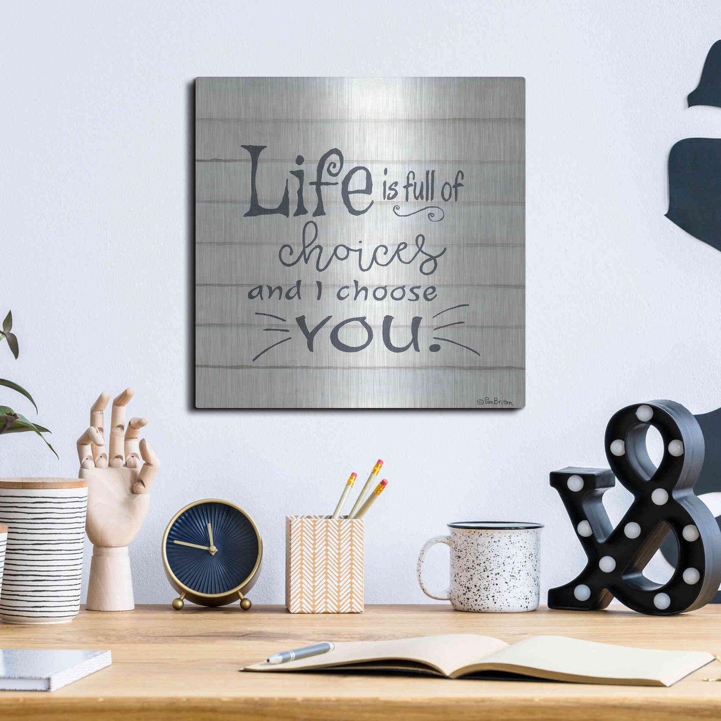 Luxe Metal Art 'I Choose You' by Pam Britton, Metal Wall Art,12x12