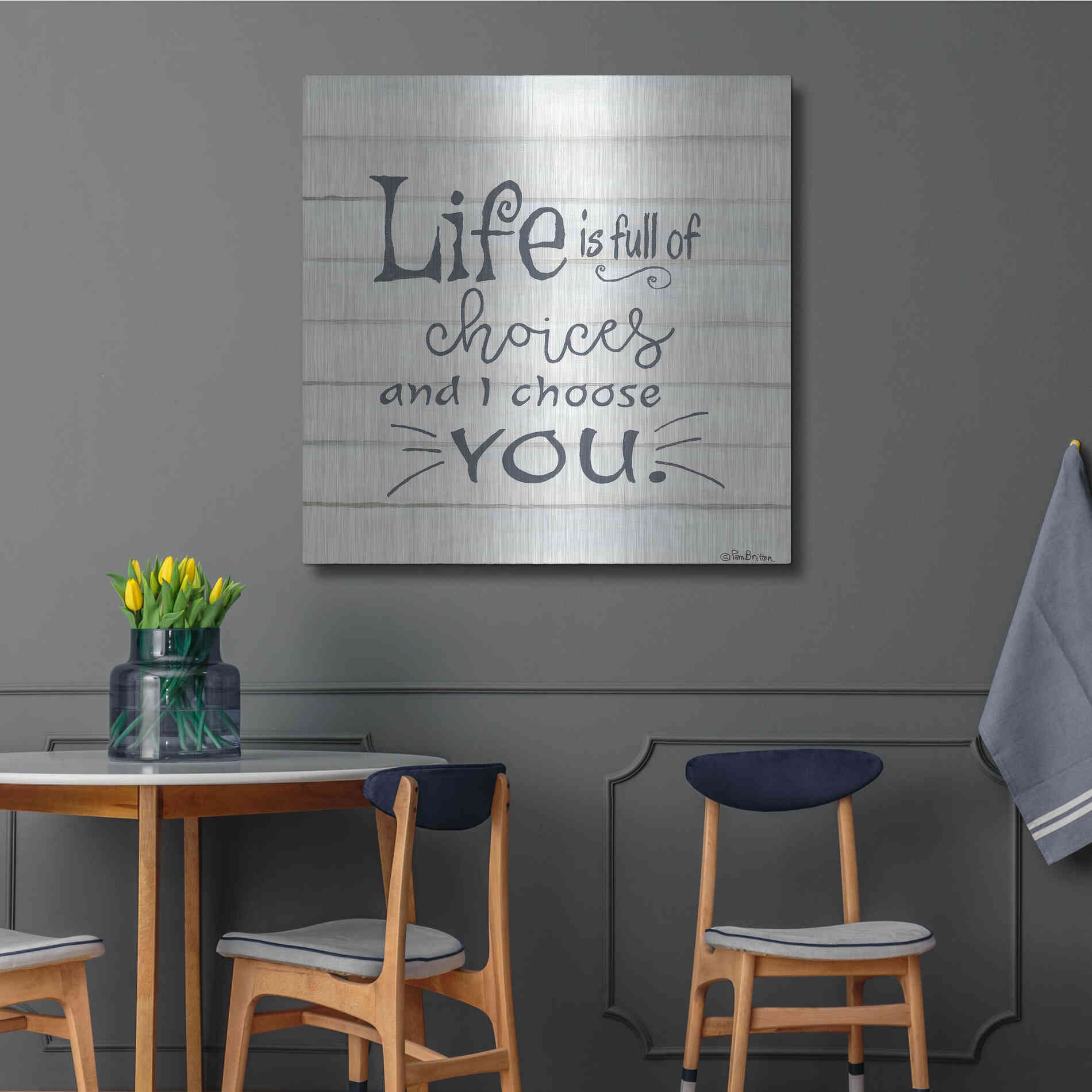 Luxe Metal Art 'I Choose You' by Pam Britton, Metal Wall Art,36x36
