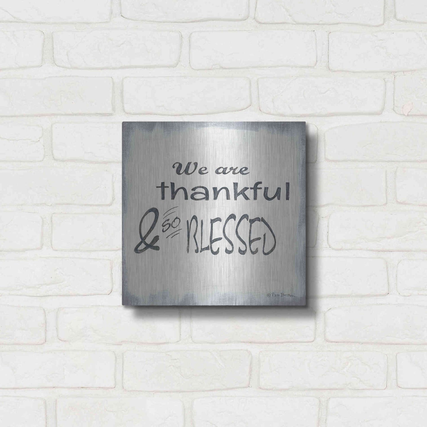 Luxe Metal Art 'Thankful & Blessed' by Pam Britton, Metal Wall Art,12x12