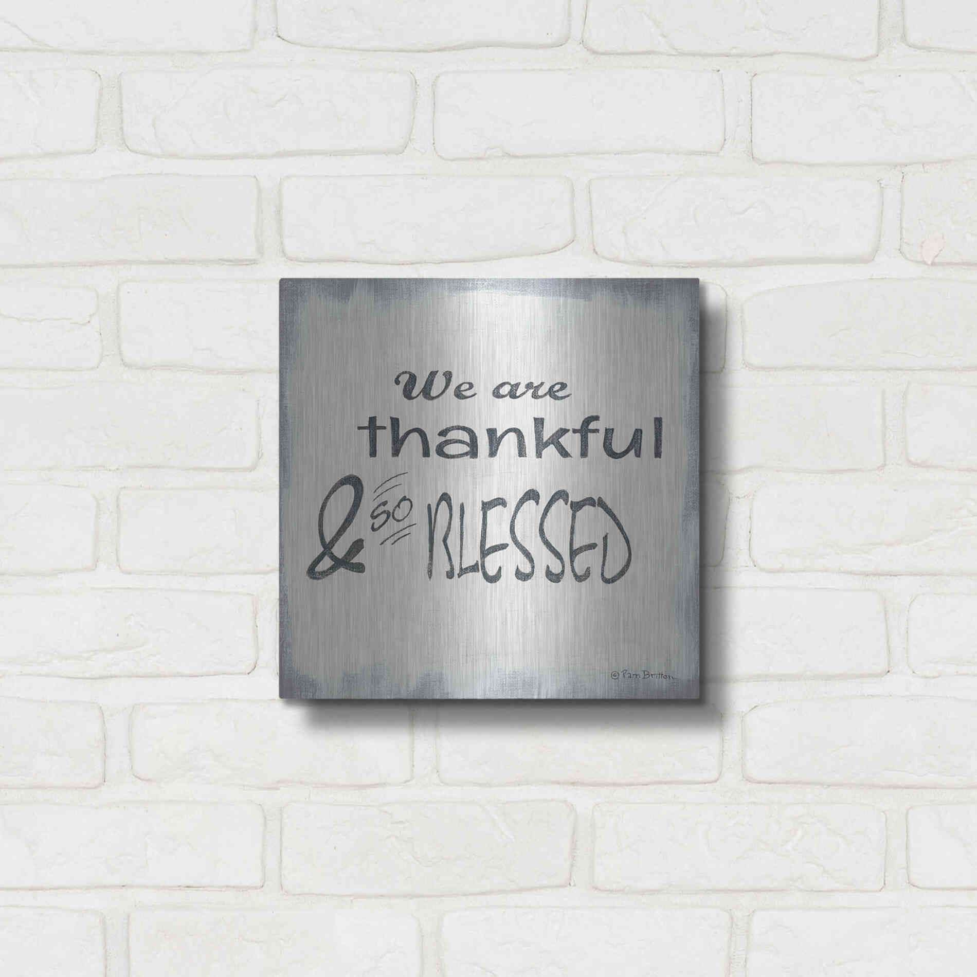 Luxe Metal Art 'Thankful & Blessed' by Pam Britton, Metal Wall Art,12x12