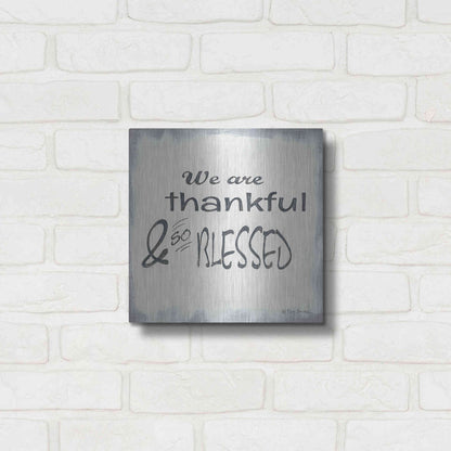Luxe Metal Art 'Thankful & Blessed' by Pam Britton, Metal Wall Art,12x12