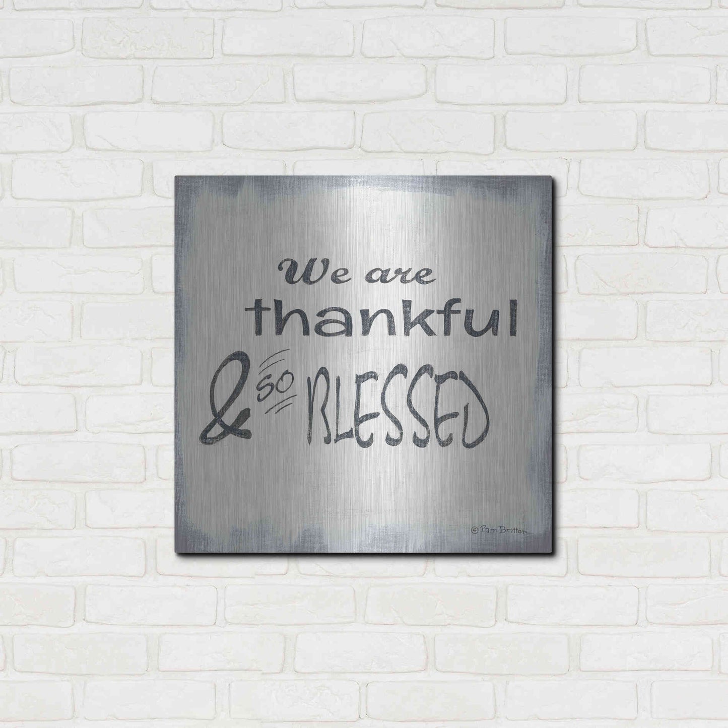 Luxe Metal Art 'Thankful & Blessed' by Pam Britton, Metal Wall Art,24x24