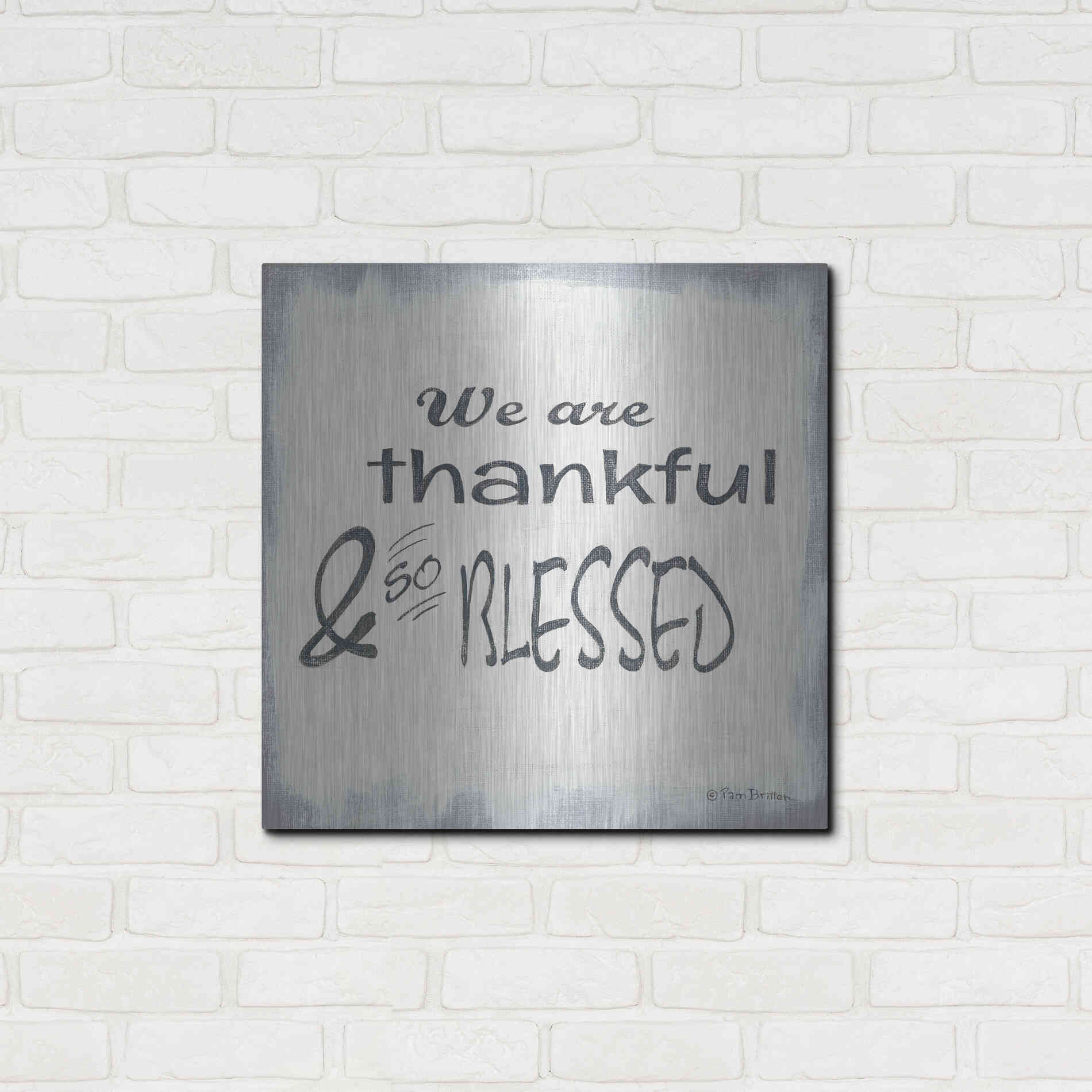 Luxe Metal Art 'Thankful & Blessed' by Pam Britton, Metal Wall Art,24x24