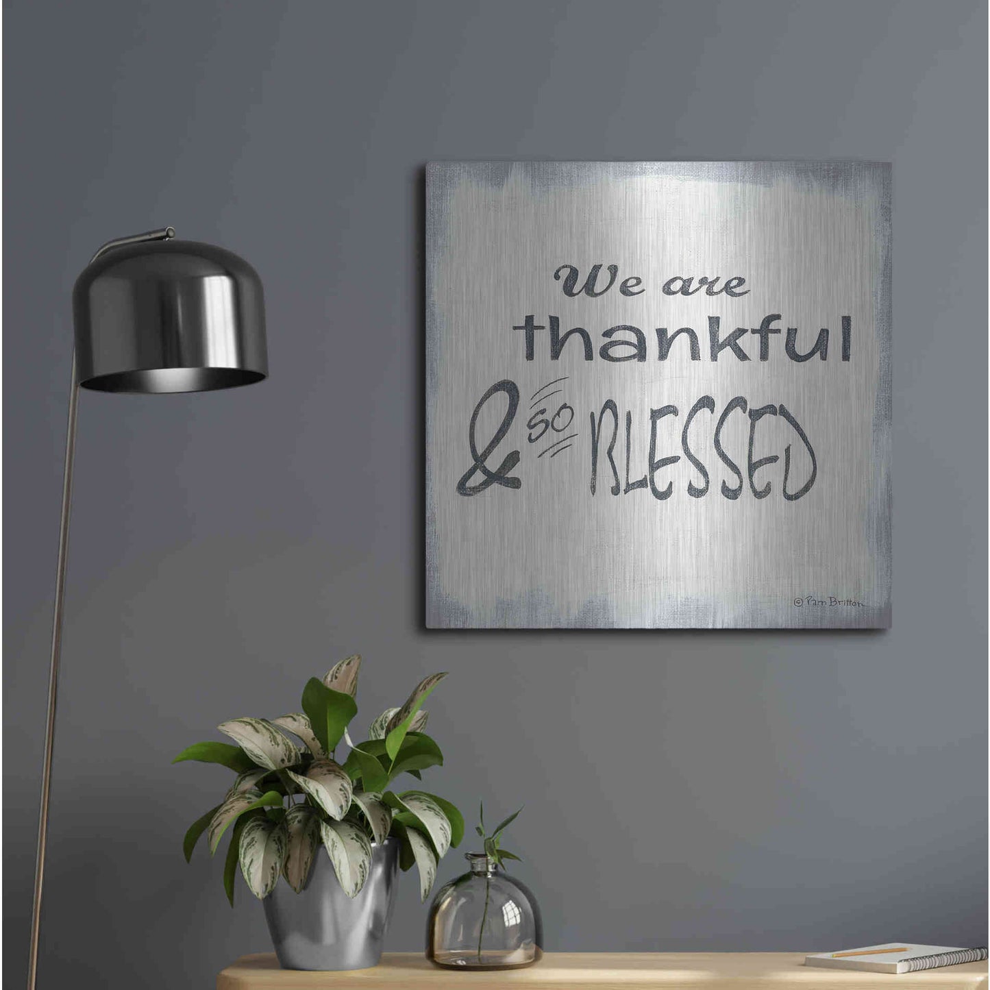 Luxe Metal Art 'Thankful & Blessed' by Pam Britton, Metal Wall Art,24x24