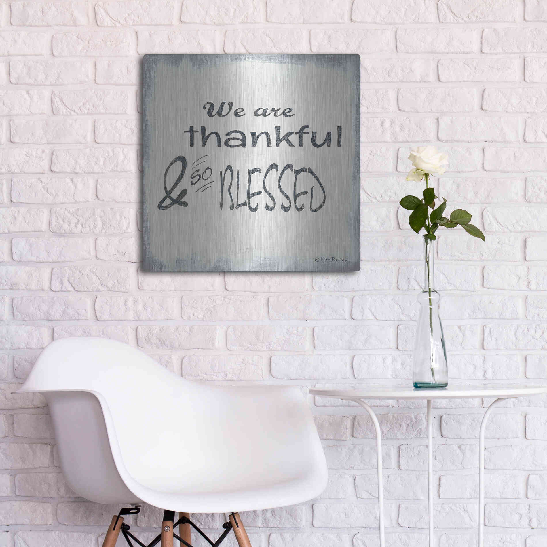 Luxe Metal Art 'Thankful & Blessed' by Pam Britton, Metal Wall Art,24x24