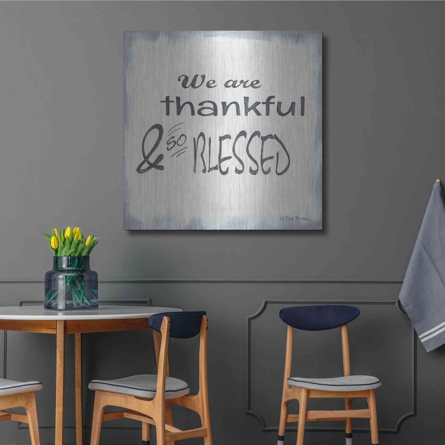 Luxe Metal Art 'Thankful & Blessed' by Pam Britton, Metal Wall Art,36x36