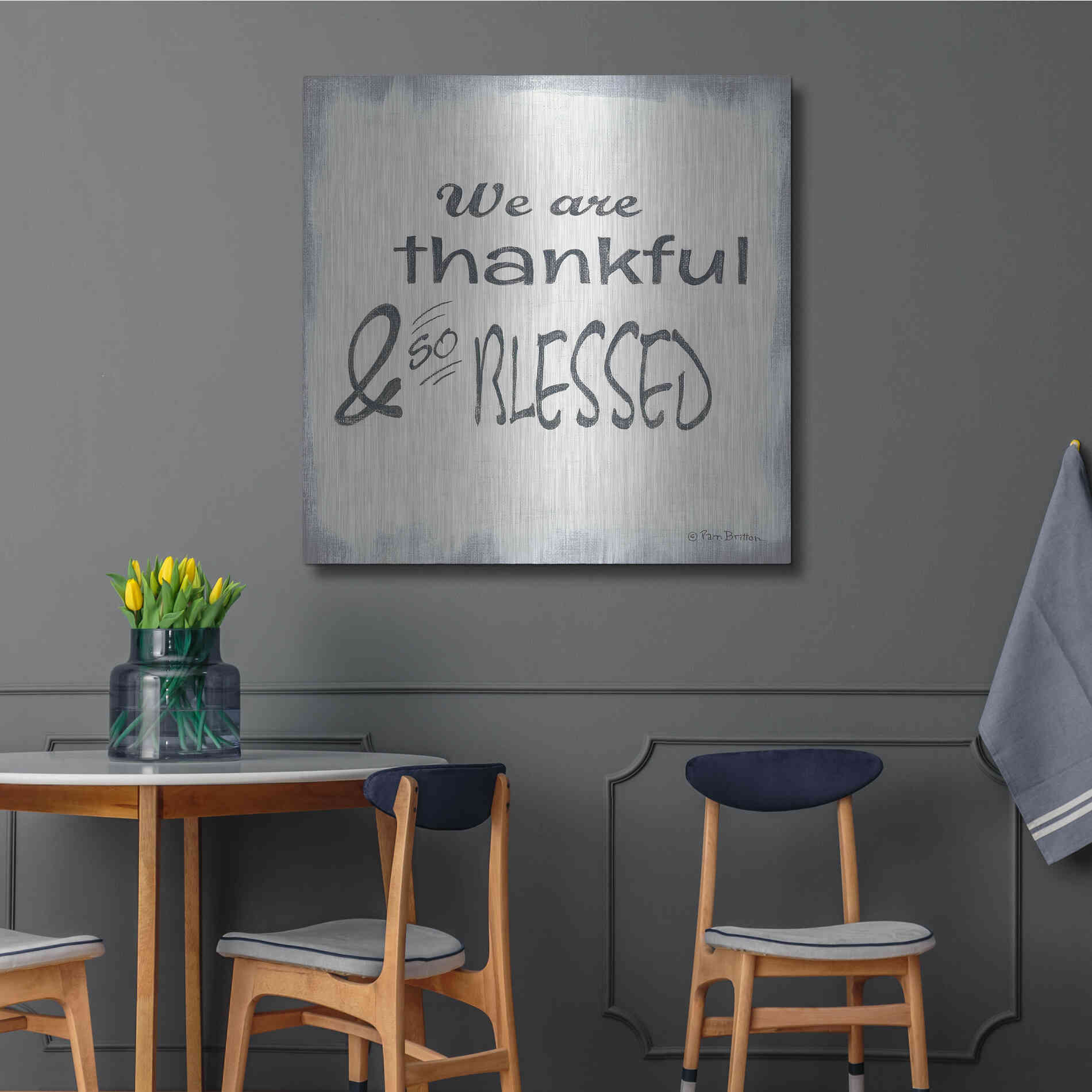 Luxe Metal Art 'Thankful & Blessed' by Pam Britton, Metal Wall Art,36x36