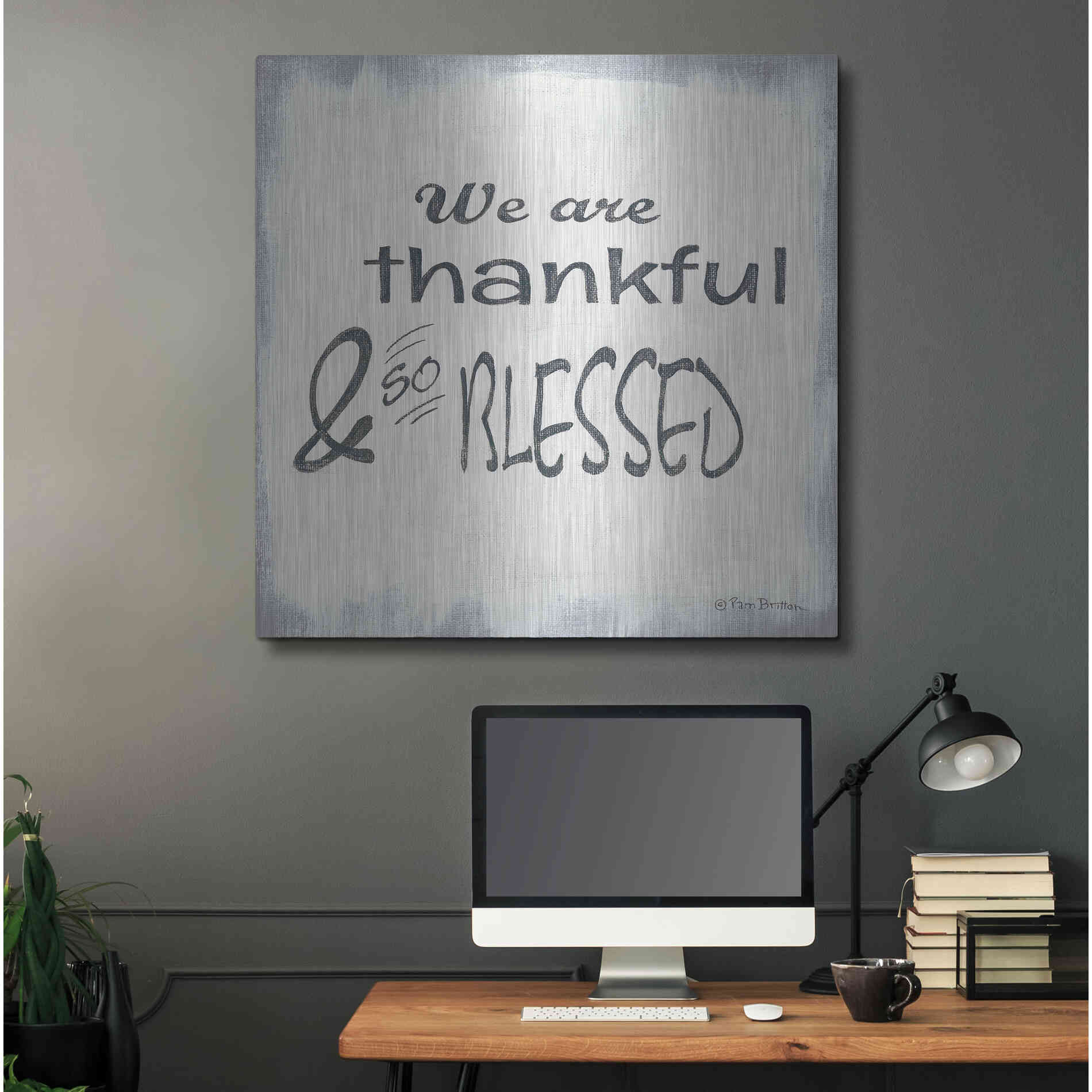 Luxe Metal Art 'Thankful & Blessed' by Pam Britton, Metal Wall Art,36x36