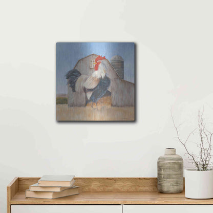 Luxe Metal Art 'Country Rooster' by Pam Britton, Metal Wall Art,12x12