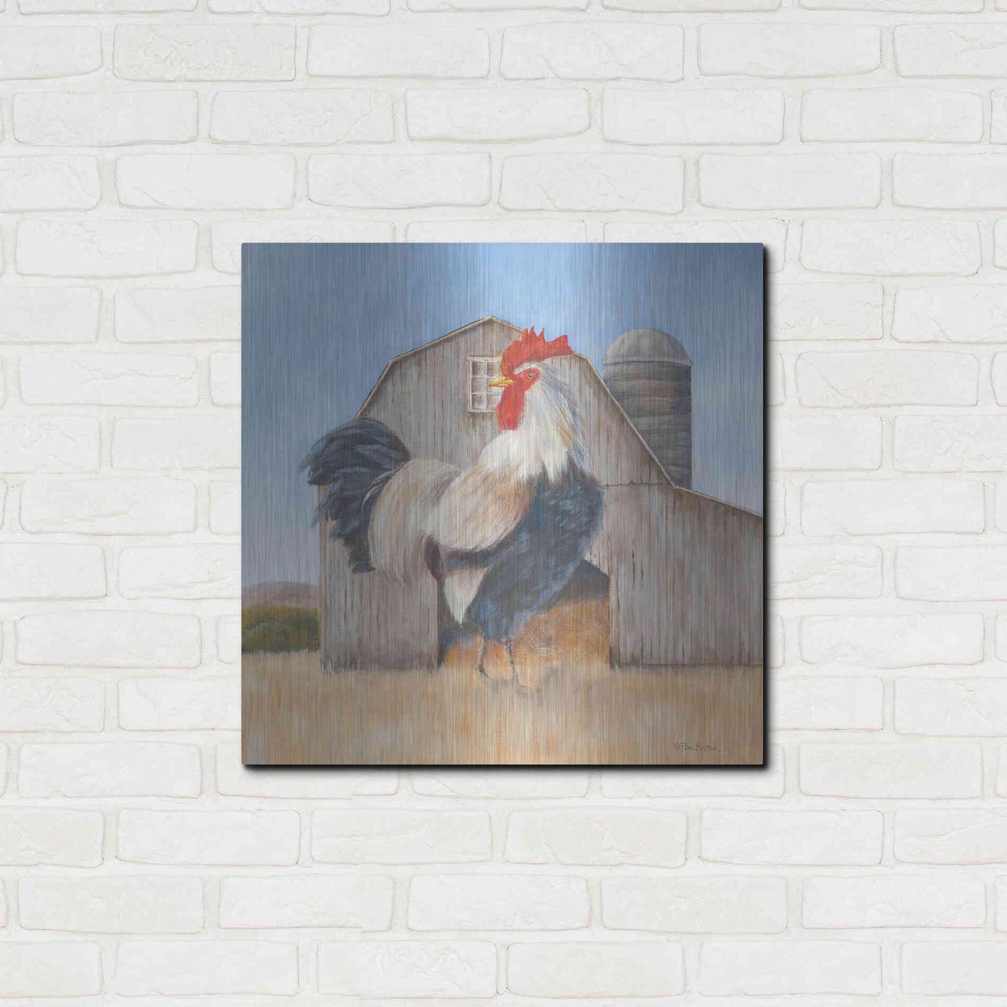 Luxe Metal Art 'Country Rooster' by Pam Britton, Metal Wall Art,24x24