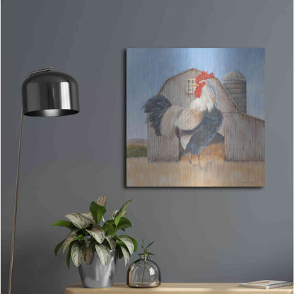 Luxe Metal Art 'Country Rooster' by Pam Britton, Metal Wall Art,24x24