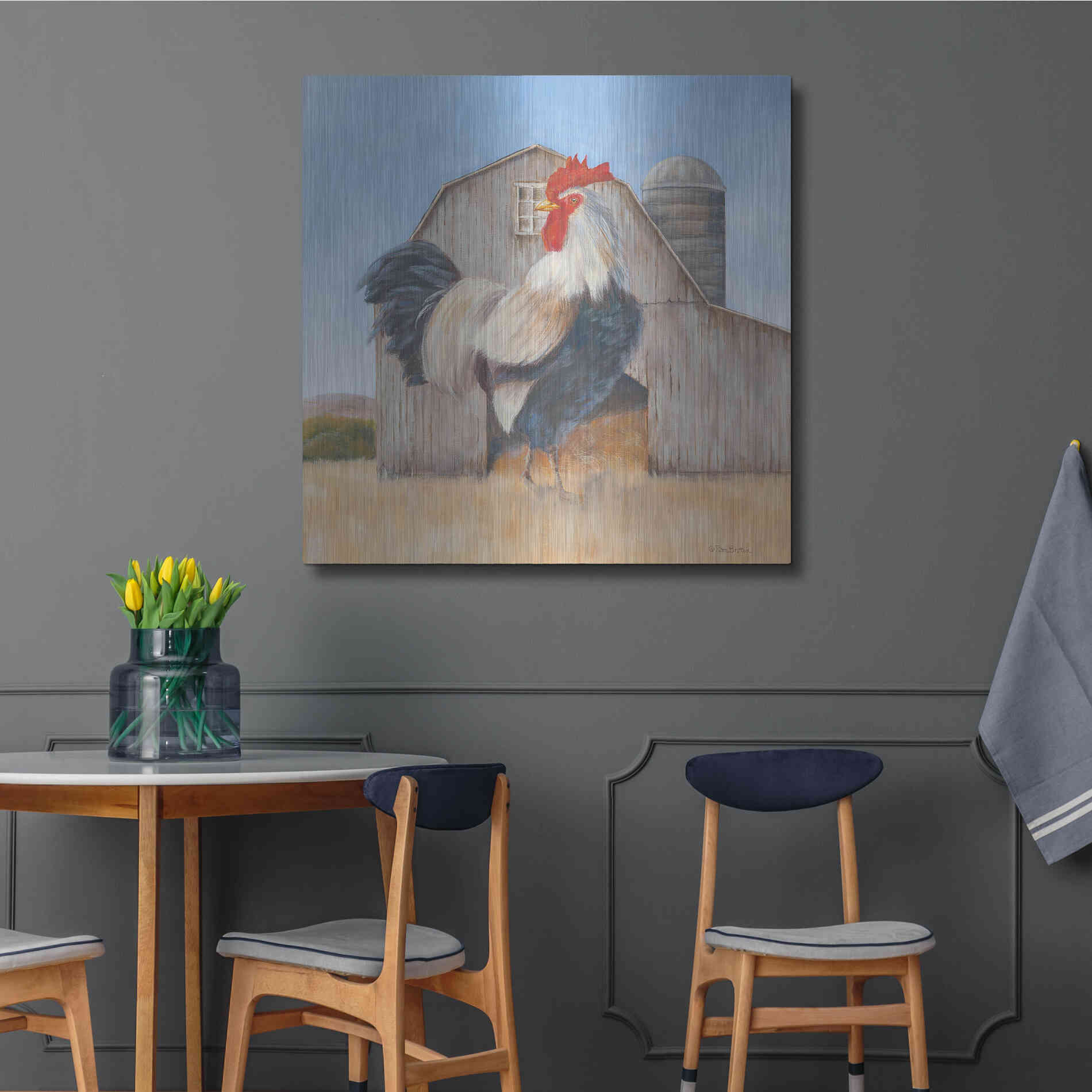 Luxe Metal Art 'Country Rooster' by Pam Britton, Metal Wall Art,36x36