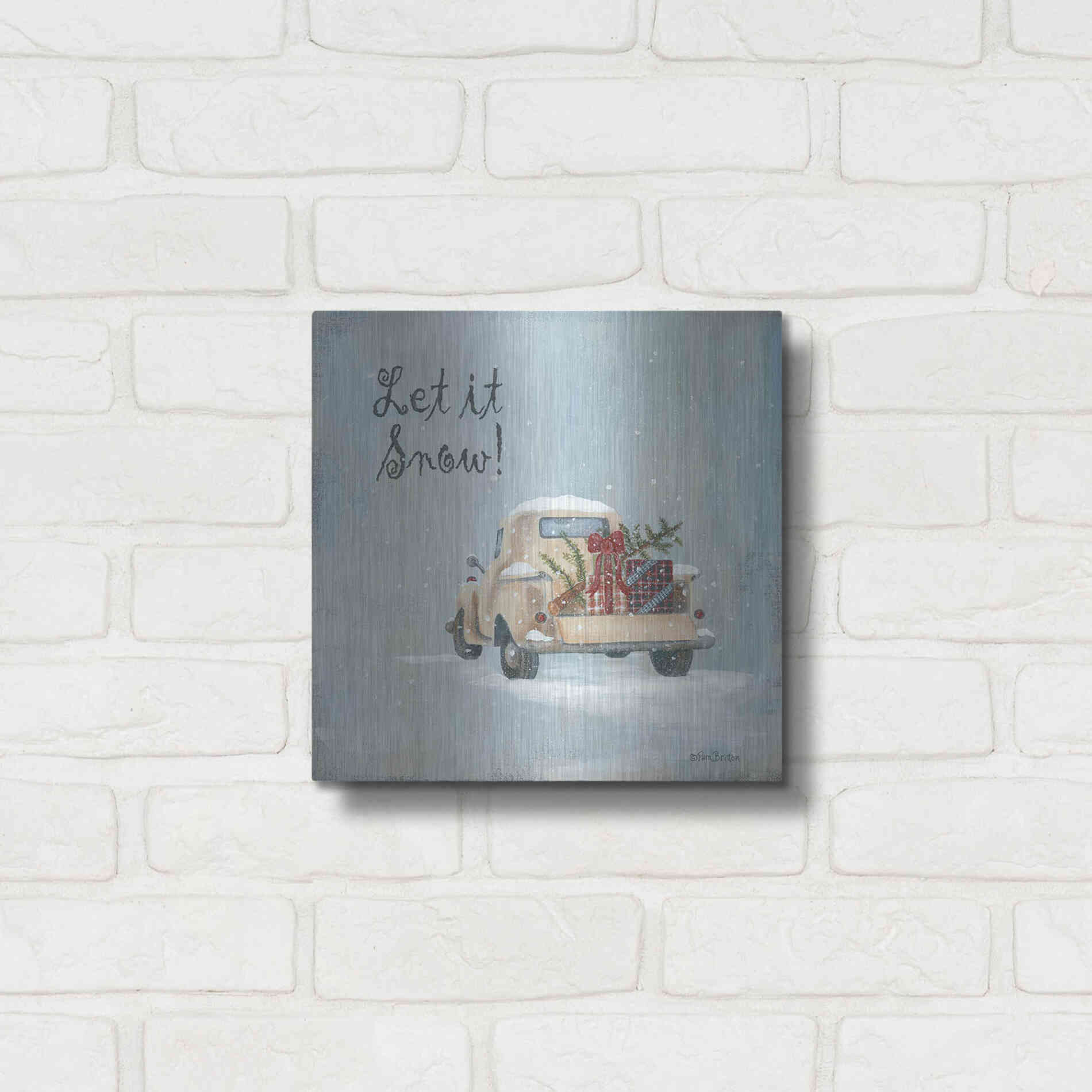 Luxe Metal Art 'Let It Snow' by Pam Britton, Metal Wall Art,12x12