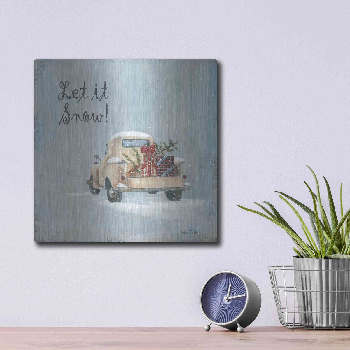 Luxe Metal Art 'Let It Snow' by Pam Britton, Metal Wall Art,12x12