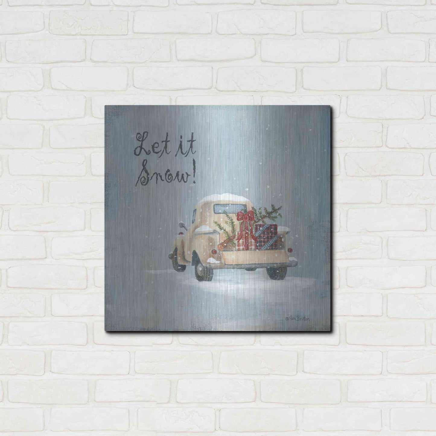 Luxe Metal Art 'Let It Snow' by Pam Britton, Metal Wall Art,24x24