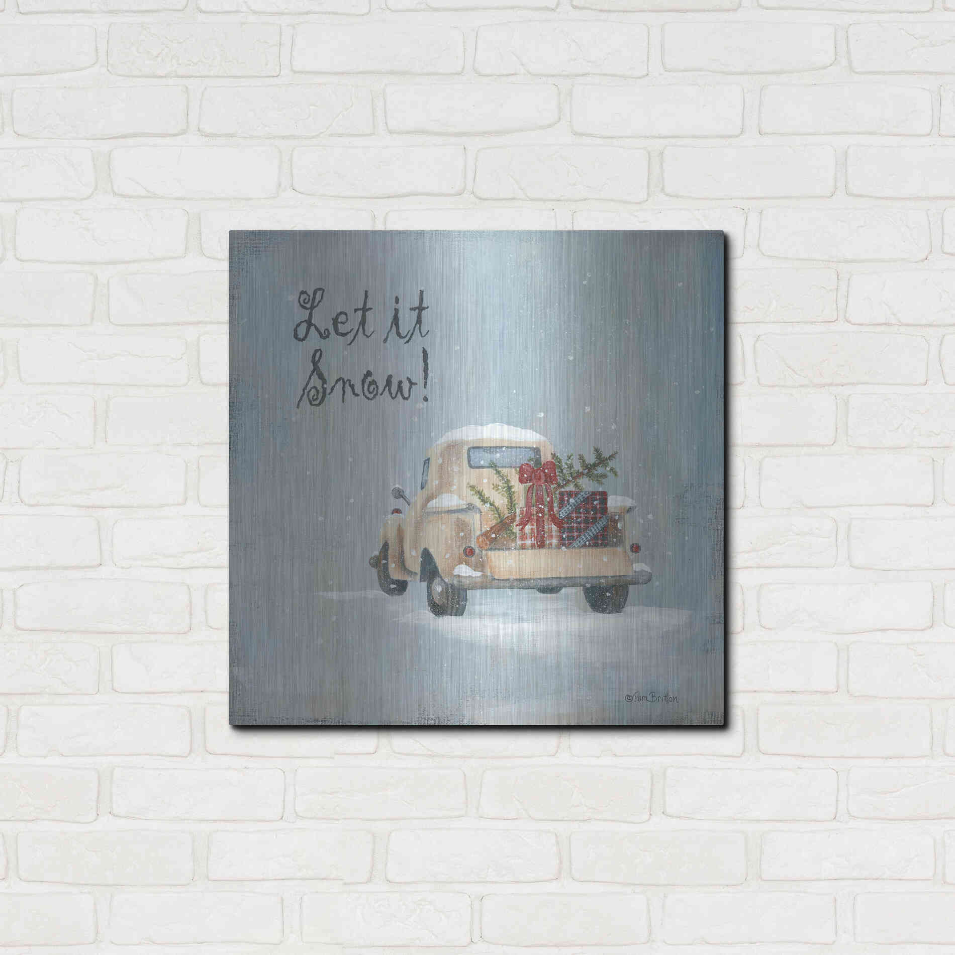 Luxe Metal Art 'Let It Snow' by Pam Britton, Metal Wall Art,24x24