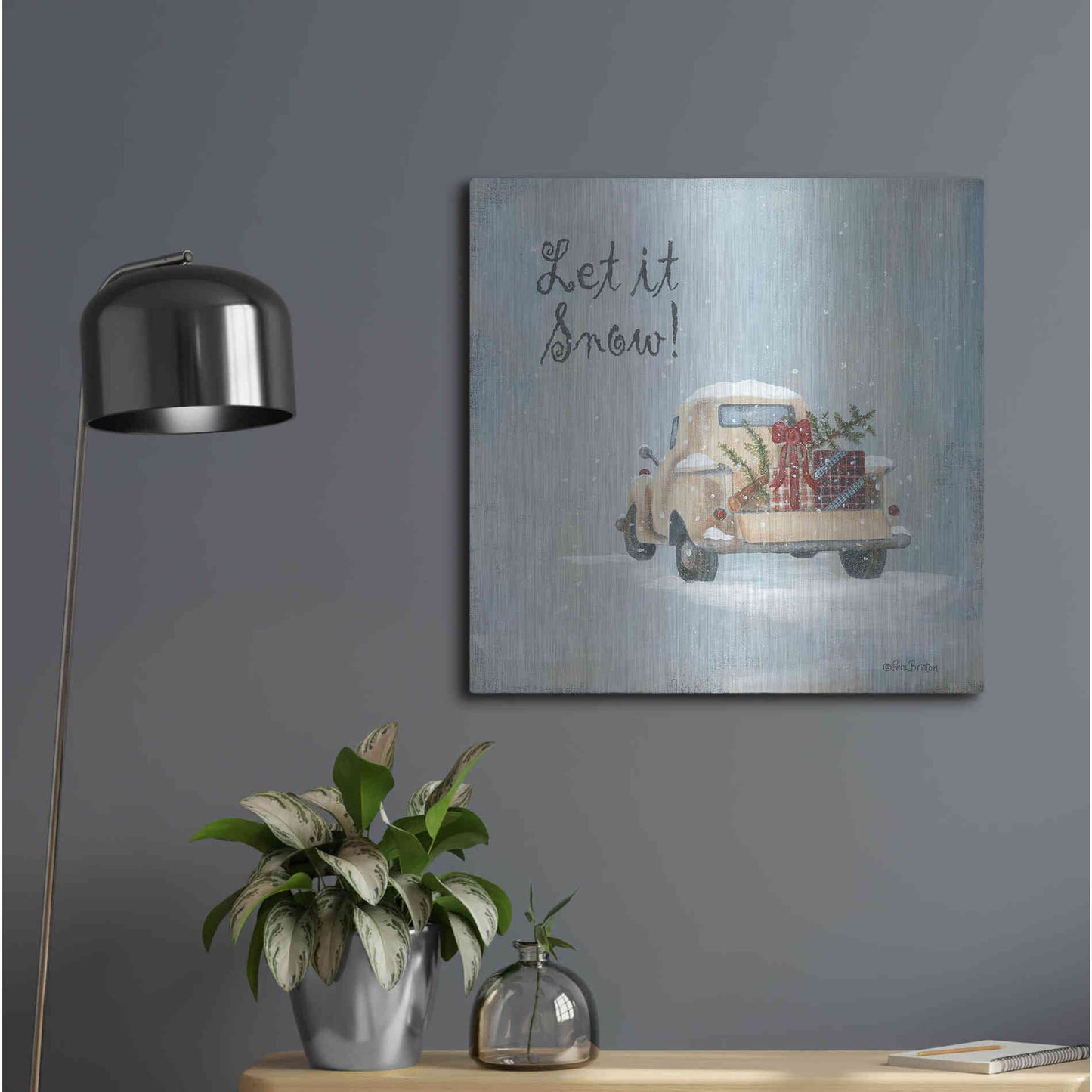 Luxe Metal Art 'Let It Snow' by Pam Britton, Metal Wall Art,24x24