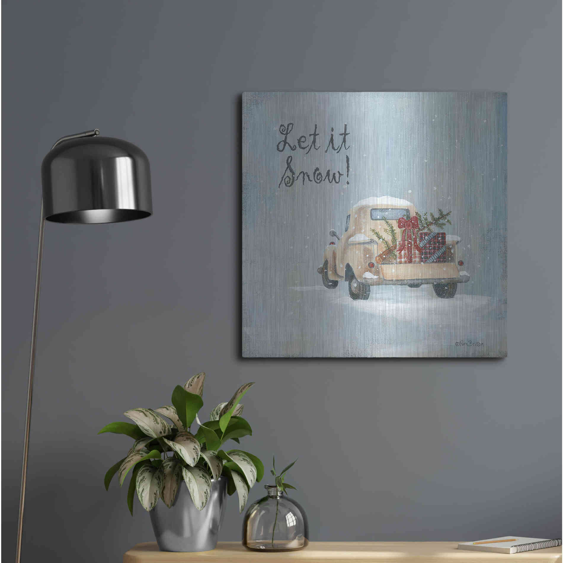 Luxe Metal Art 'Let It Snow' by Pam Britton, Metal Wall Art,24x24