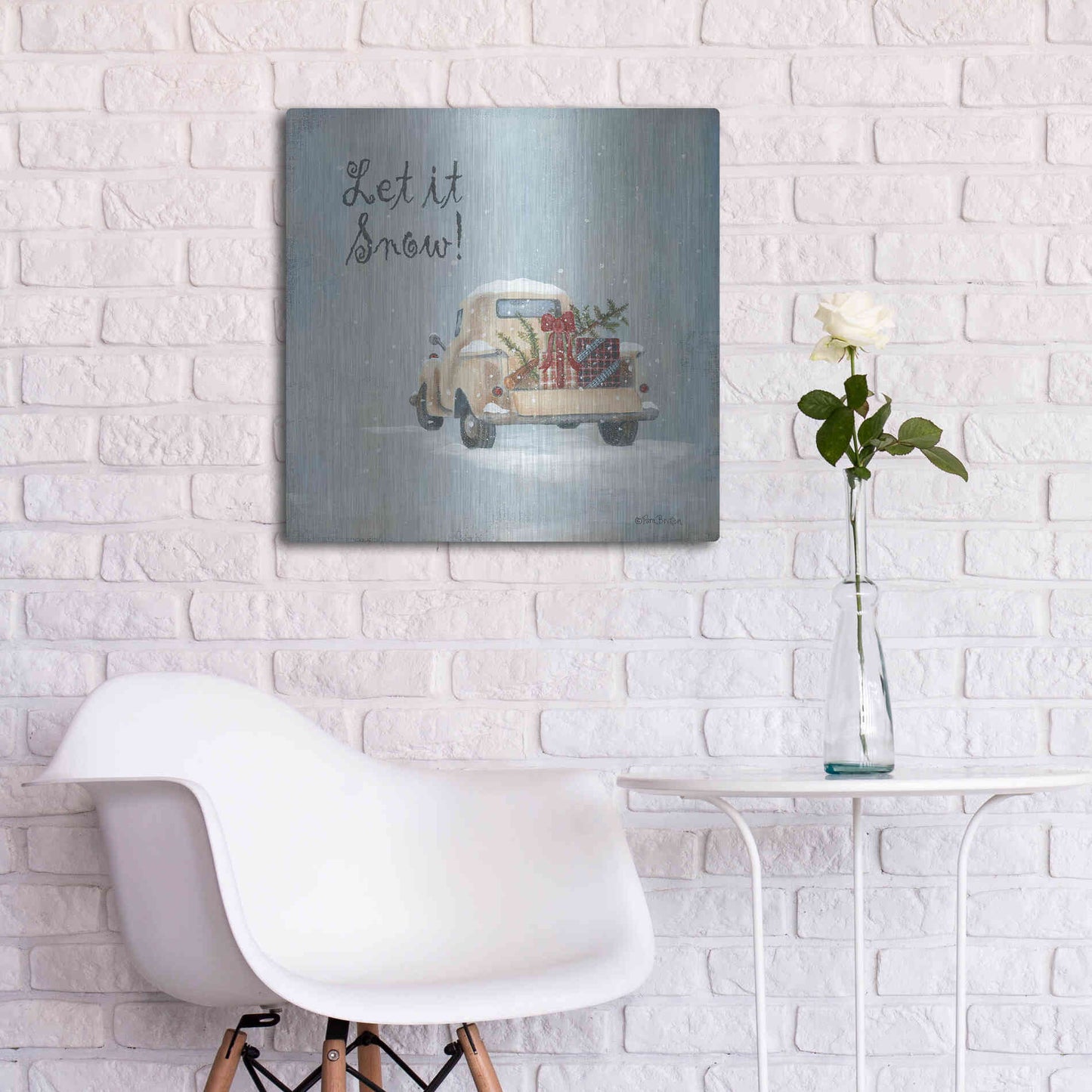 Luxe Metal Art 'Let It Snow' by Pam Britton, Metal Wall Art,24x24