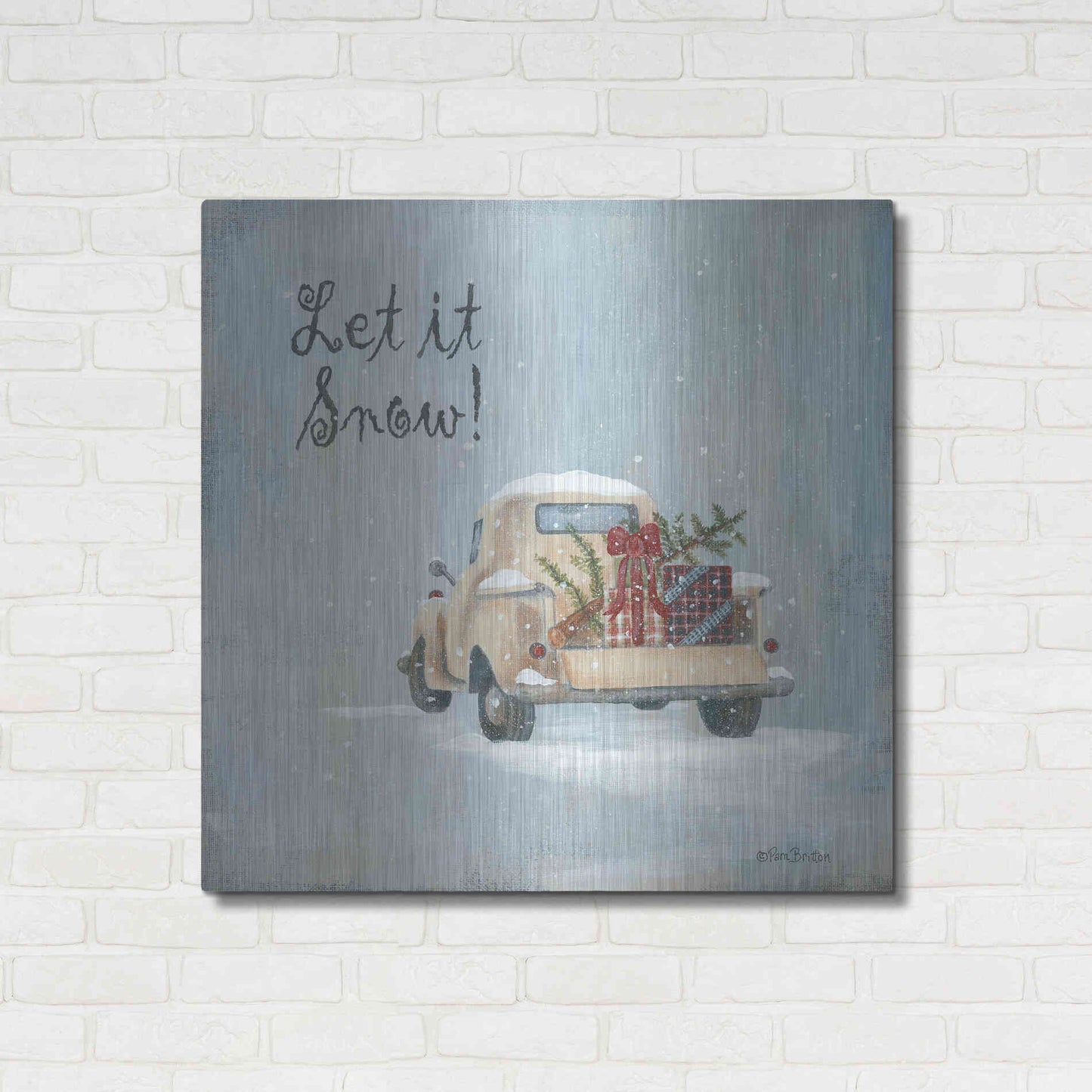 Luxe Metal Art 'Let It Snow' by Pam Britton, Metal Wall Art,36x36