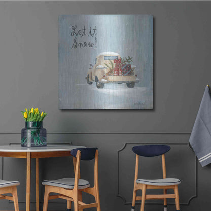 Luxe Metal Art 'Let It Snow' by Pam Britton, Metal Wall Art,36x36