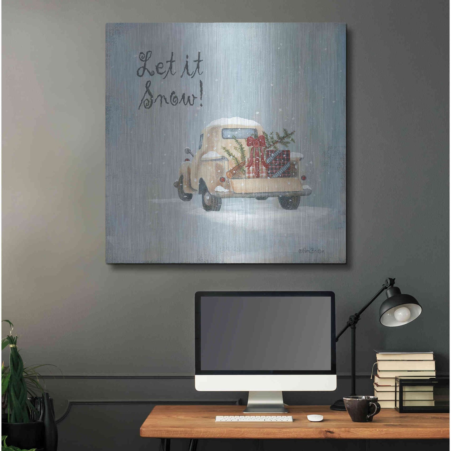 Luxe Metal Art 'Let It Snow' by Pam Britton, Metal Wall Art,36x36