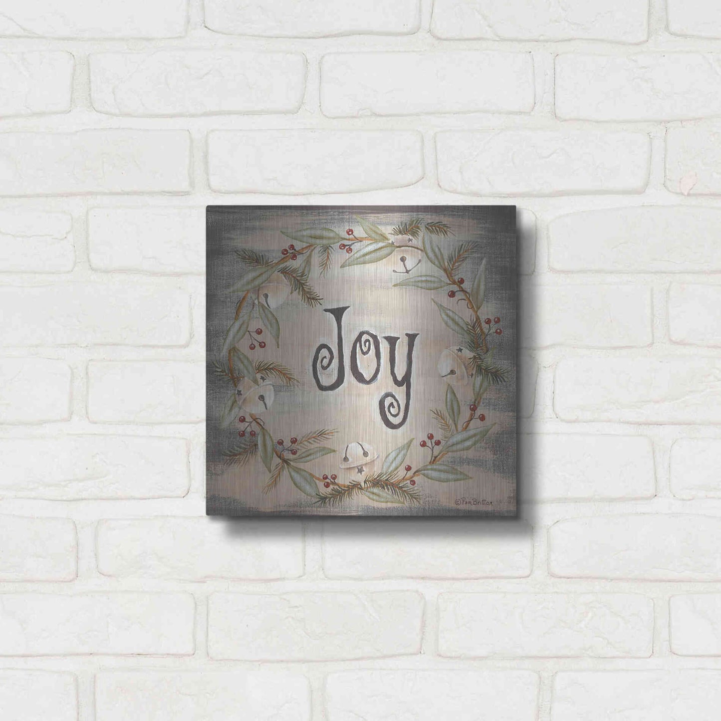 Luxe Metal Art 'Jingle Joy Wreath' by Pam Britton, Metal Wall Art,12x12
