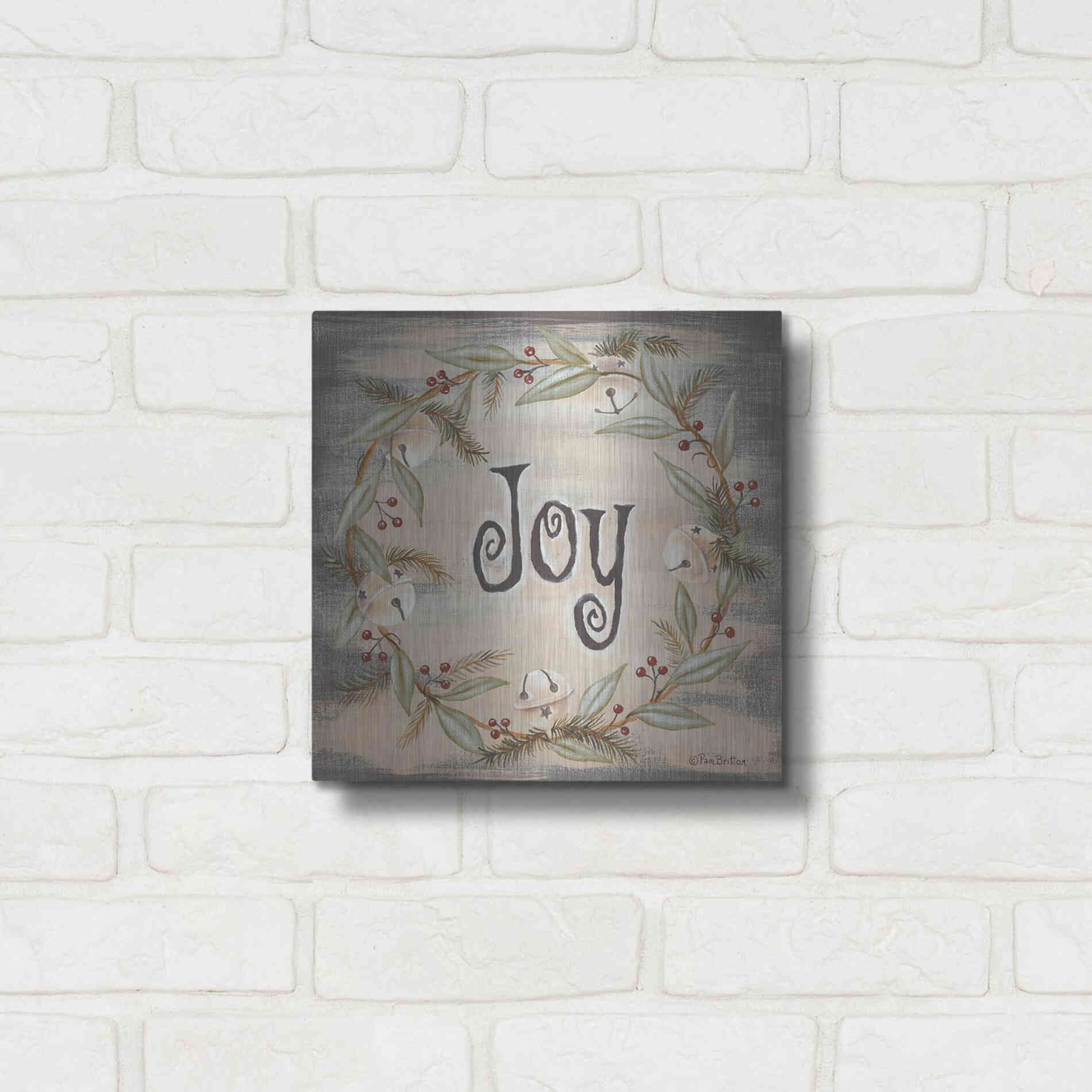 Luxe Metal Art 'Jingle Joy Wreath' by Pam Britton, Metal Wall Art,12x12