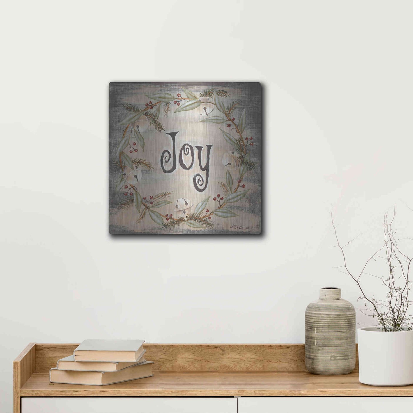 Luxe Metal Art 'Jingle Joy Wreath' by Pam Britton, Metal Wall Art,12x12