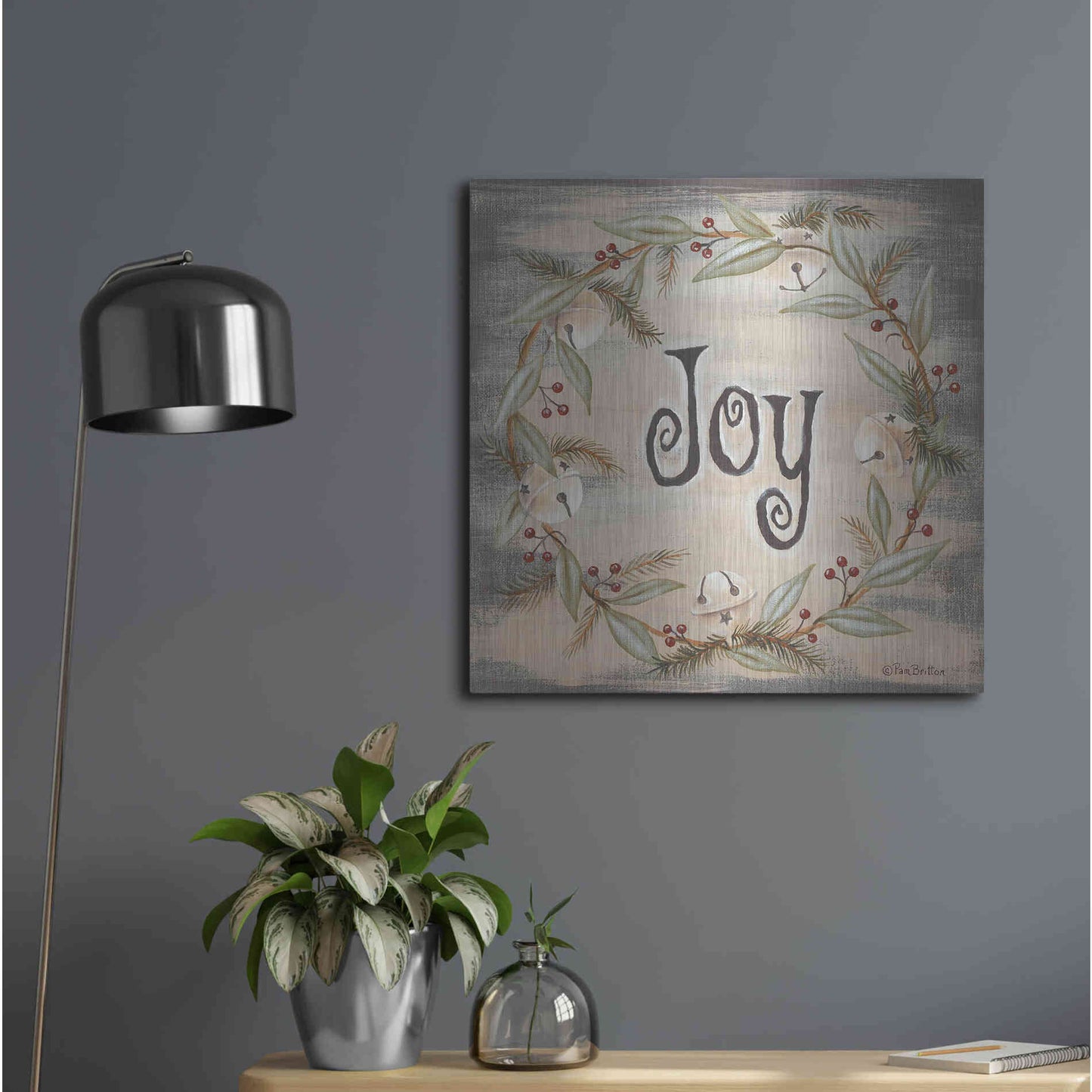 Luxe Metal Art 'Jingle Joy Wreath' by Pam Britton, Metal Wall Art,24x24