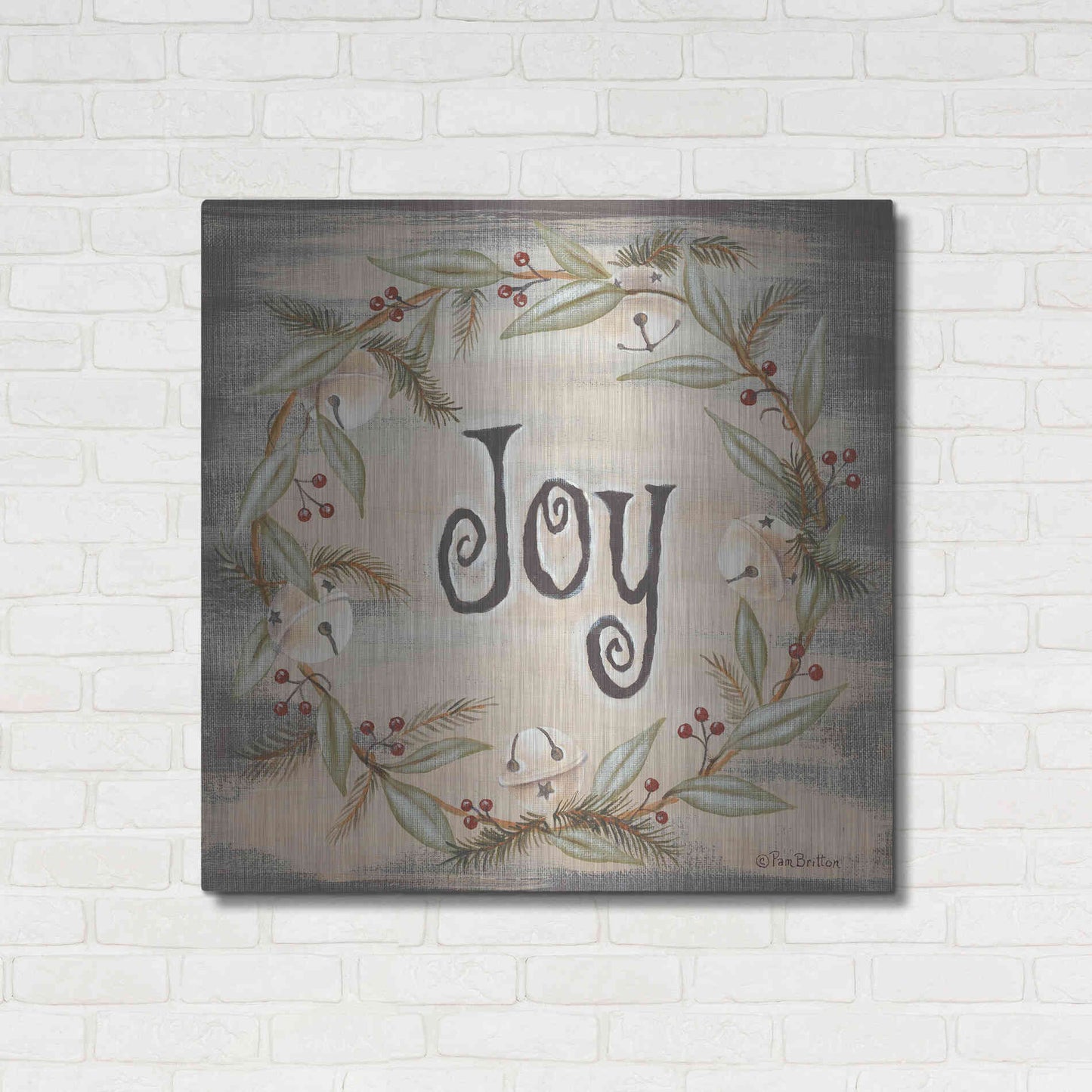 Luxe Metal Art 'Jingle Joy Wreath' by Pam Britton, Metal Wall Art,36x36