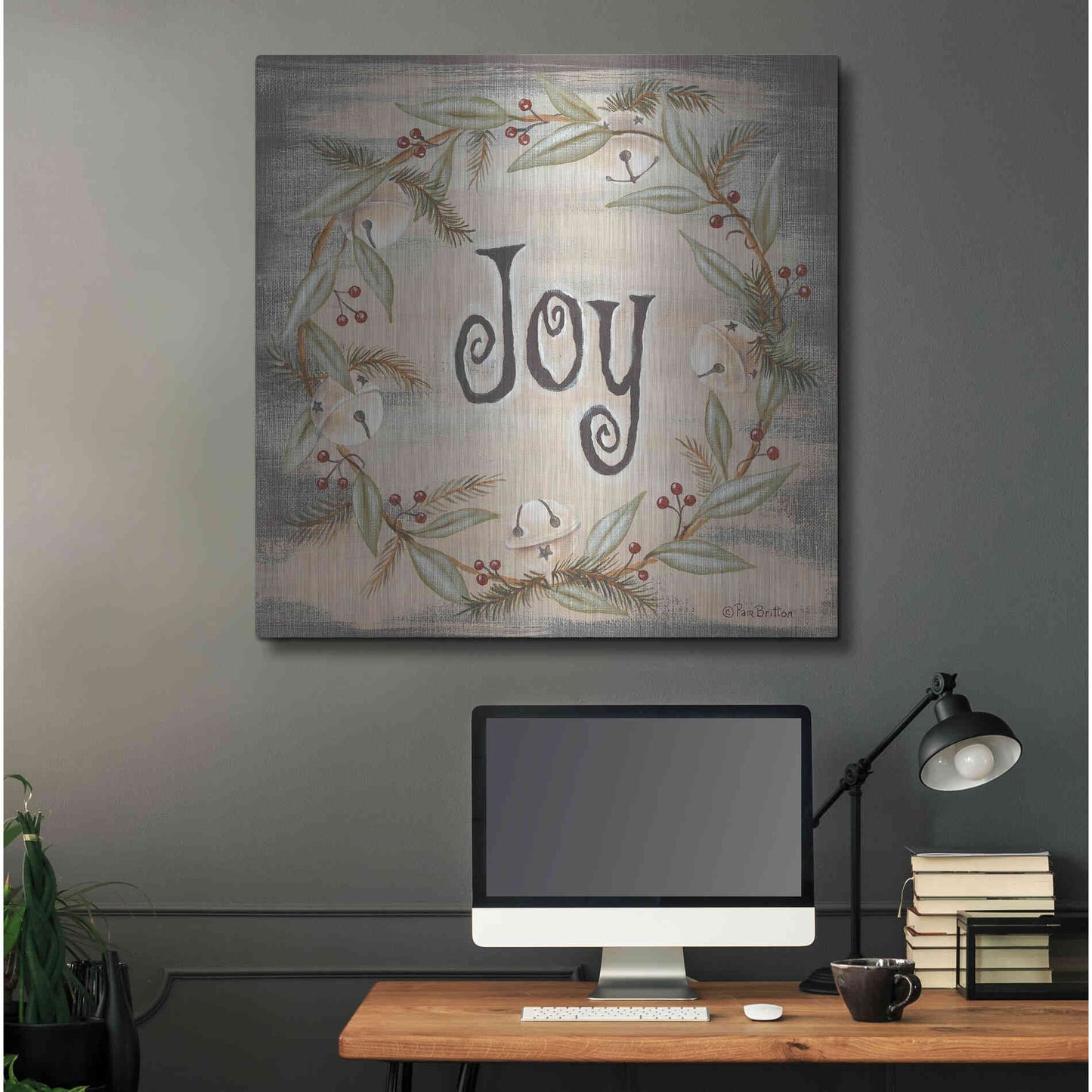 Luxe Metal Art 'Jingle Joy Wreath' by Pam Britton, Metal Wall Art,36x36