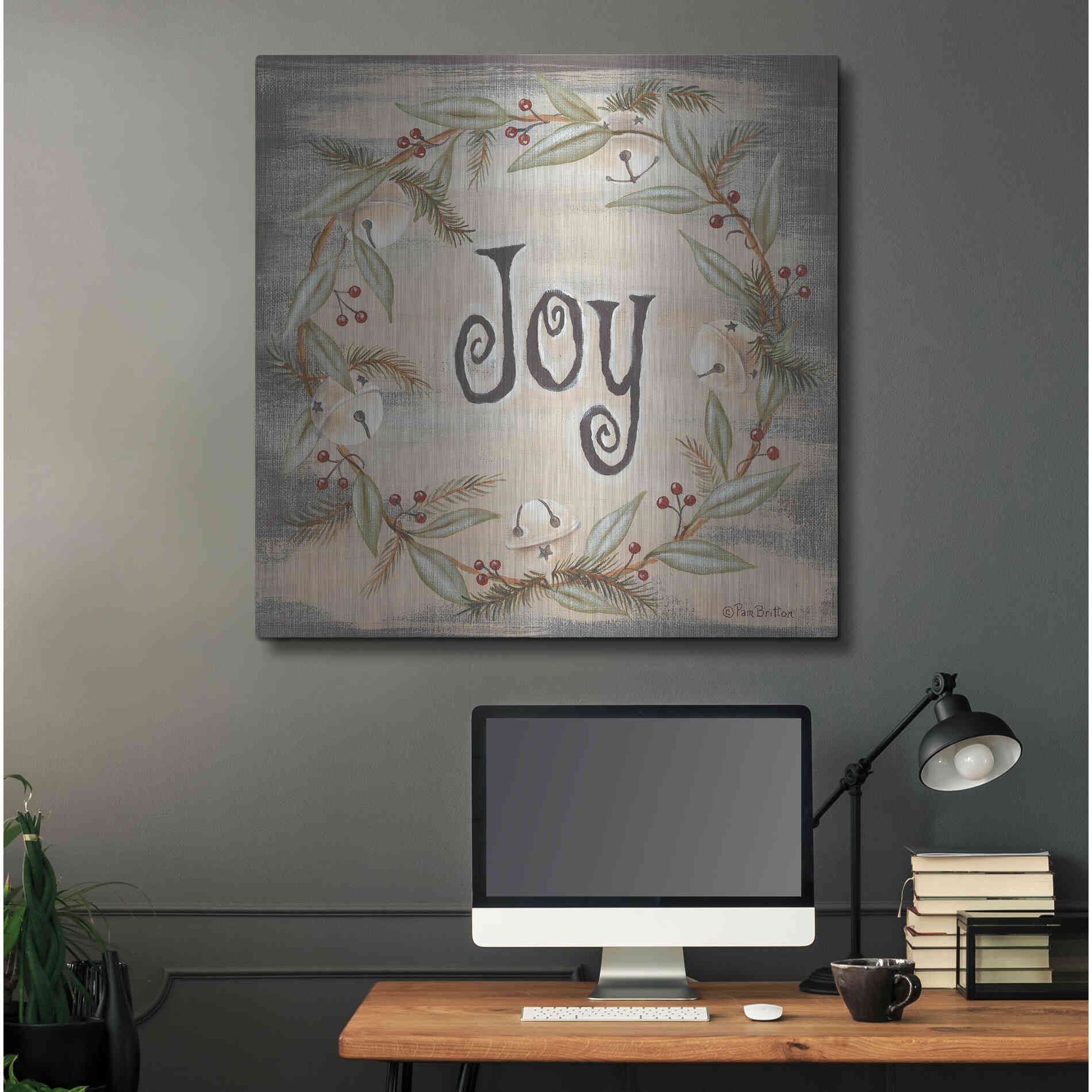 Luxe Metal Art 'Jingle Joy Wreath' by Pam Britton, Metal Wall Art,36x36