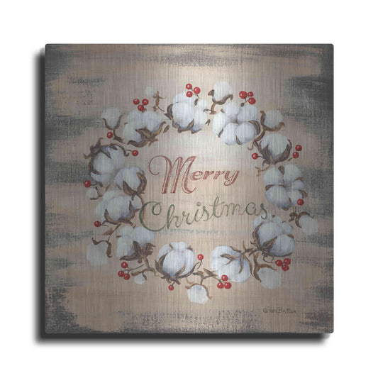 Luxe Metal Art 'Cotton Wreath Holiday' by Pam Britton, Metal Wall Art