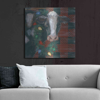 Luxe Metal Art 'Festive Cow' by Pam Britton, Metal Wall Art,36x36