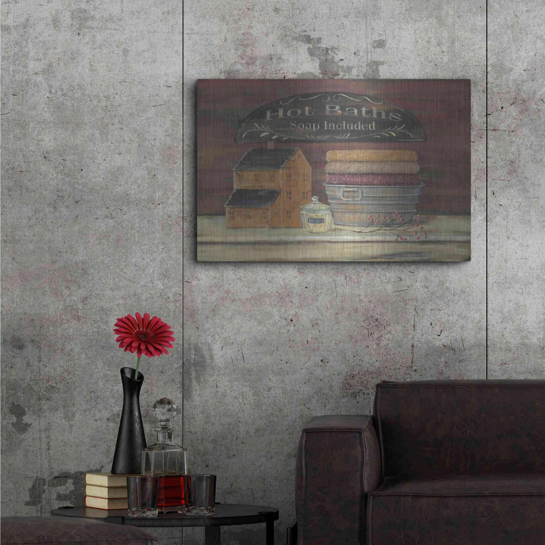 Luxe Metal Art 'Hot Bath' by Pam Britton, Metal Wall Art,36x24