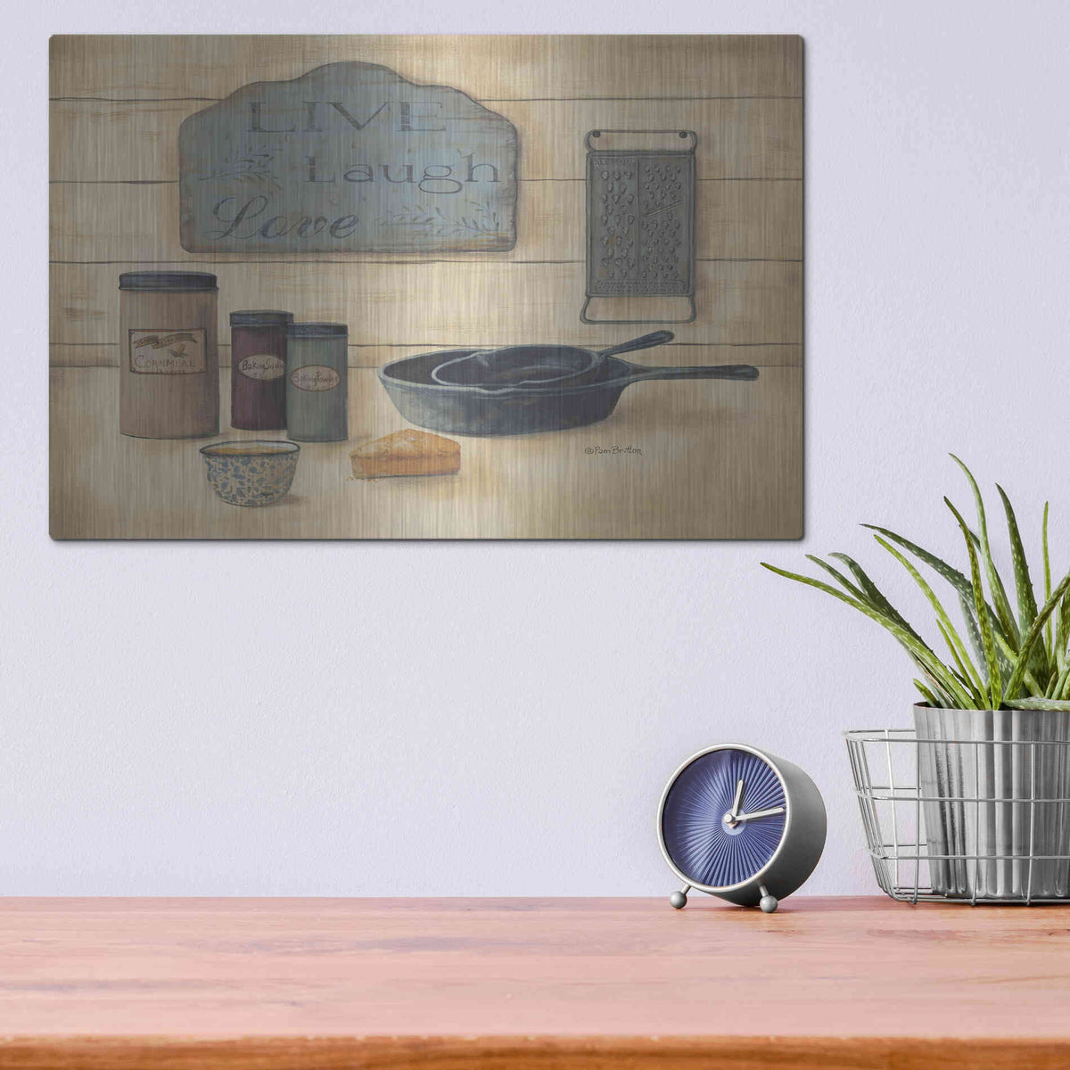 Luxe Metal Art 'Live Laugh Love' by Pam Britton, Metal Wall Art,16x12