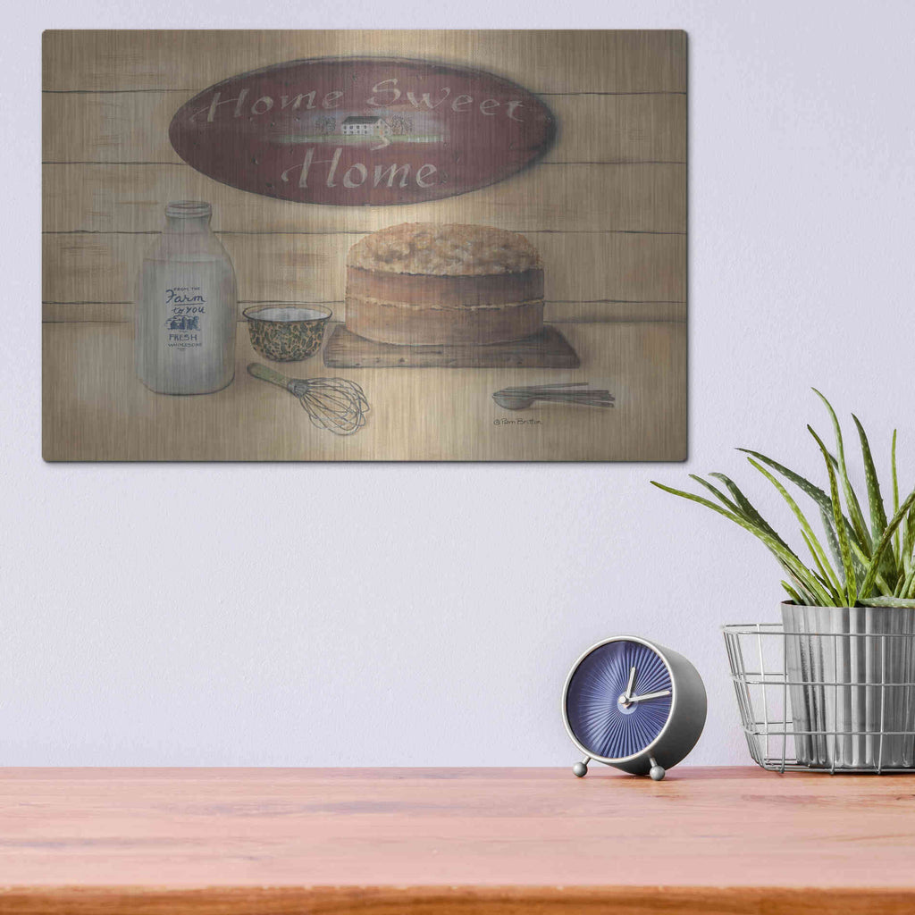 Luxe Metal Art 'Home Sweet Home Bathroom' by Pam Britton, Metal Wall Art,16x12
