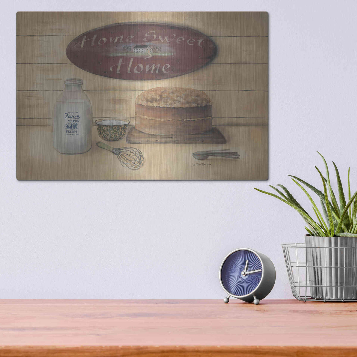 Luxe Metal Art 'Home Sweet Home Bathroom' by Pam Britton, Metal Wall Art,16x12